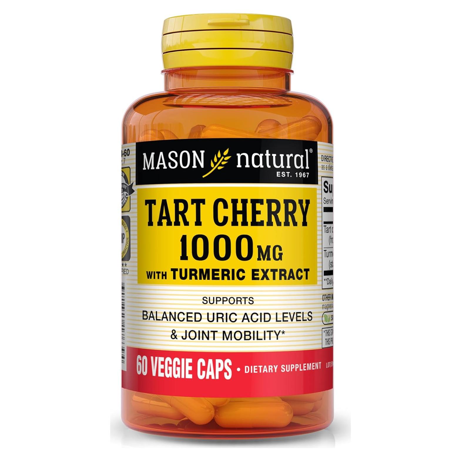 Cápsulas de Extracto de Cereza Ácida Mason Natural 1000mg con Cúrcuma