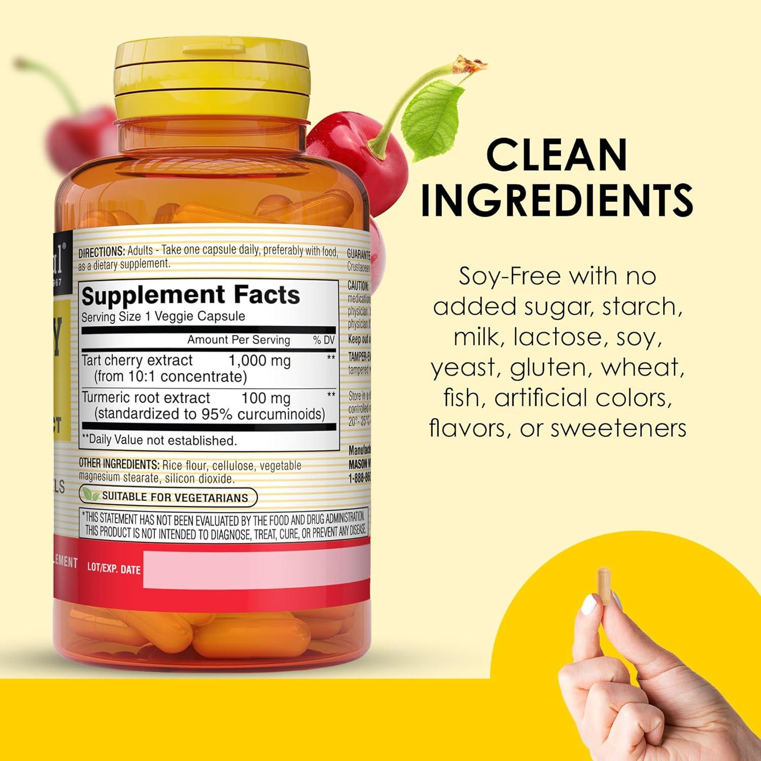 Cápsulas de Extracto de Cereza Ácida Mason Natural 1000mg con Cúrcuma