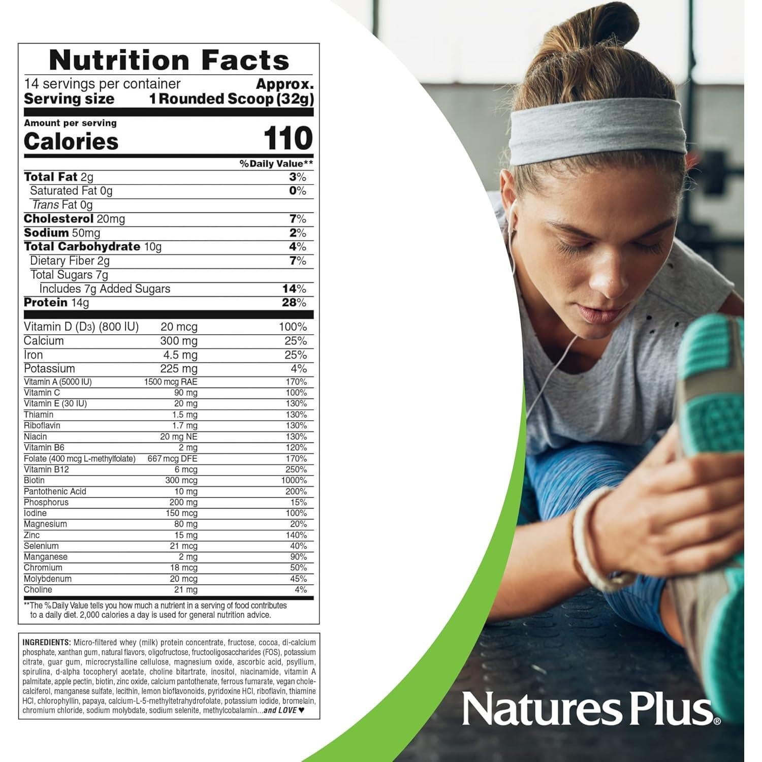 Batido de Proteína de Suero Natures Plus SPIRU-TEIN Chocolate 450g