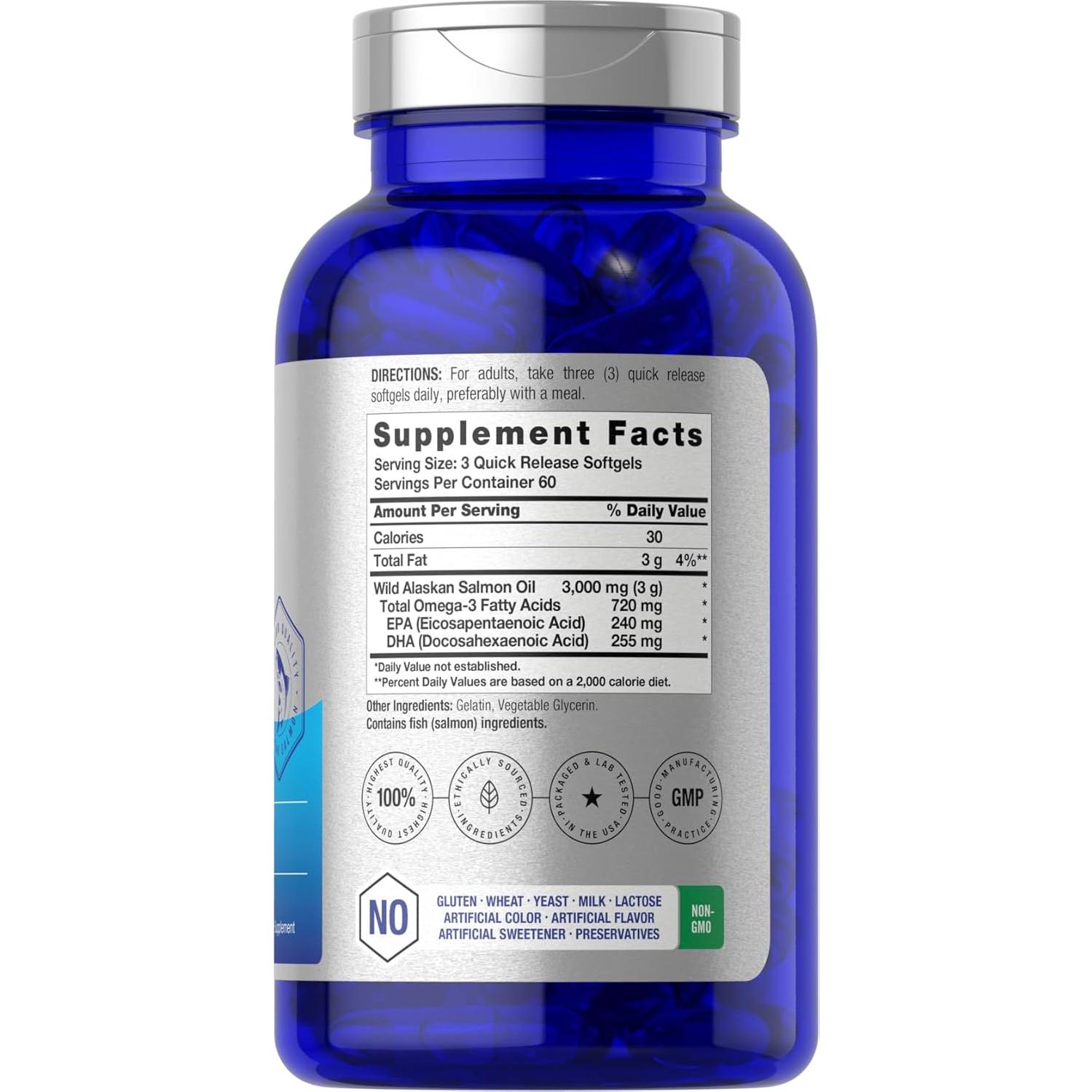 Aceite de Salmón Salvaje de Alaska Horbaach 180 Cápsulas Omega-3