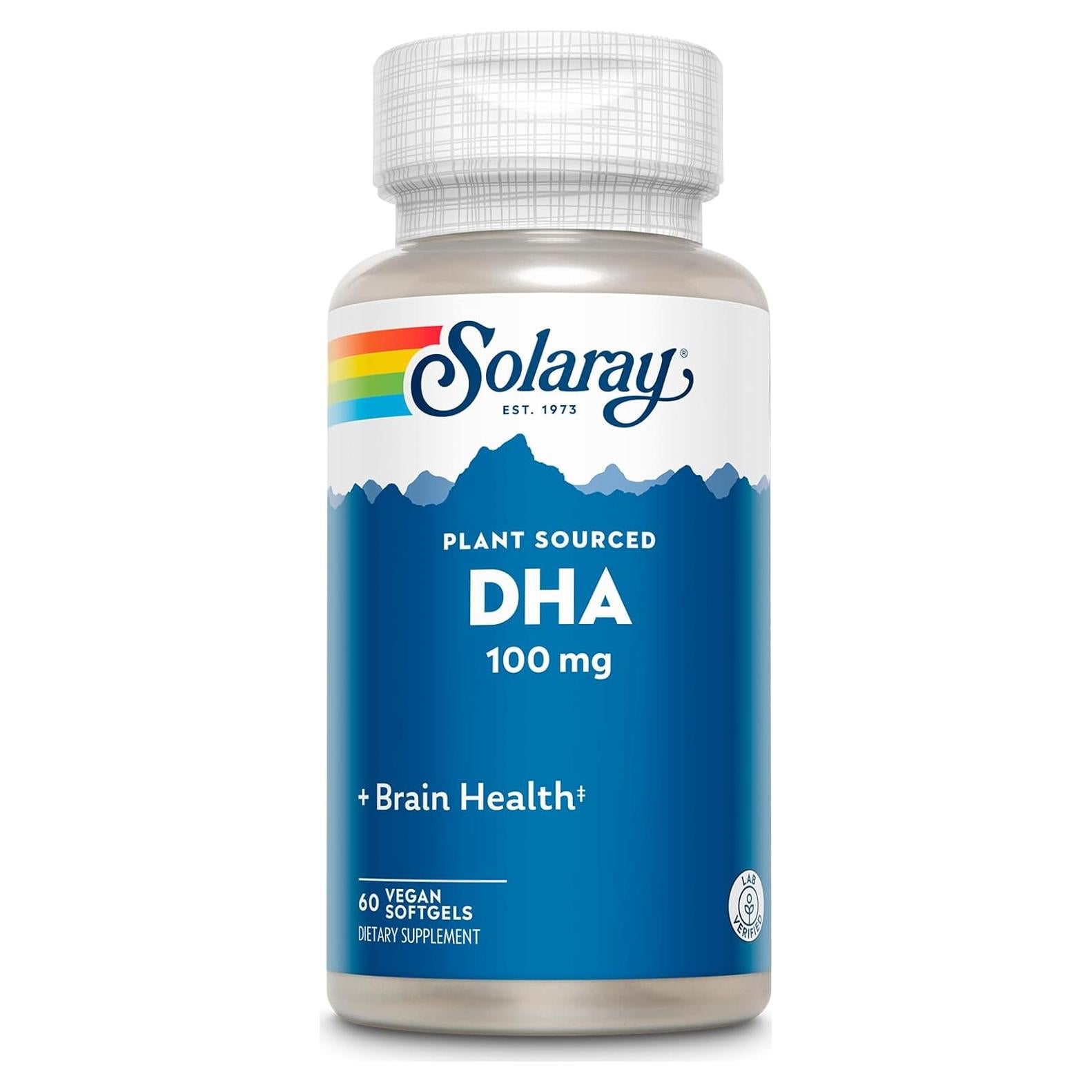 Suplemento DHA Solaray 100 mg - Omega 3 Vegano 60 Cápsulas