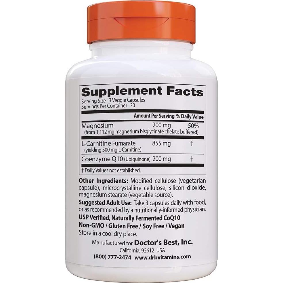 Suplemento Energético Mejor del Doctor CoQ10 L-Carnitina Magnesio 90 Cápsulas