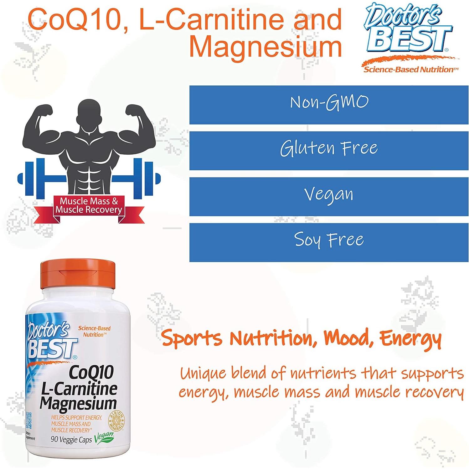 Suplemento Energético Mejor del Doctor CoQ10 L-Carnitina Magnesio 90 Cápsulas