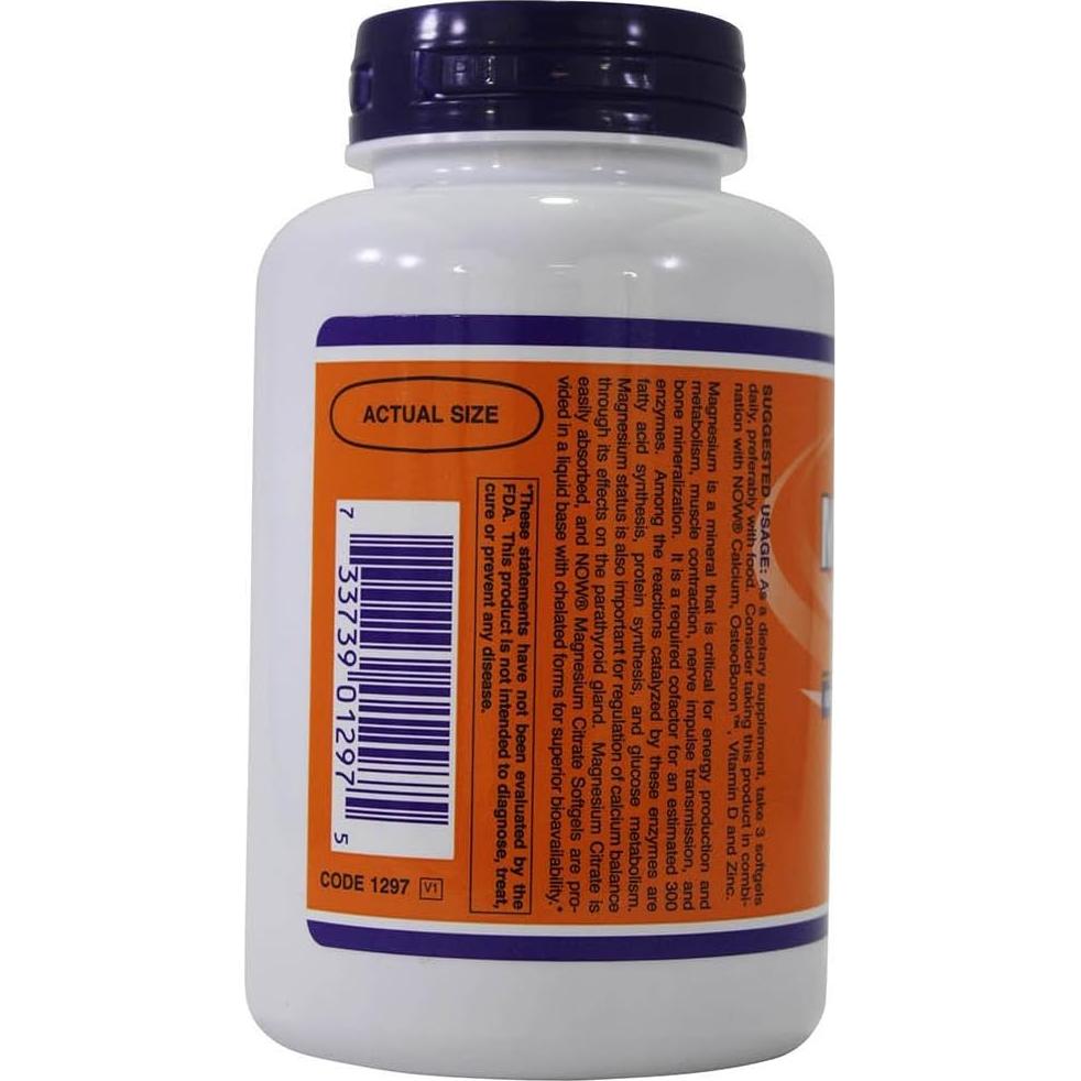 Citrato de Magnesio NOW Foods 134 mg 90 geles Soporte Nervioso