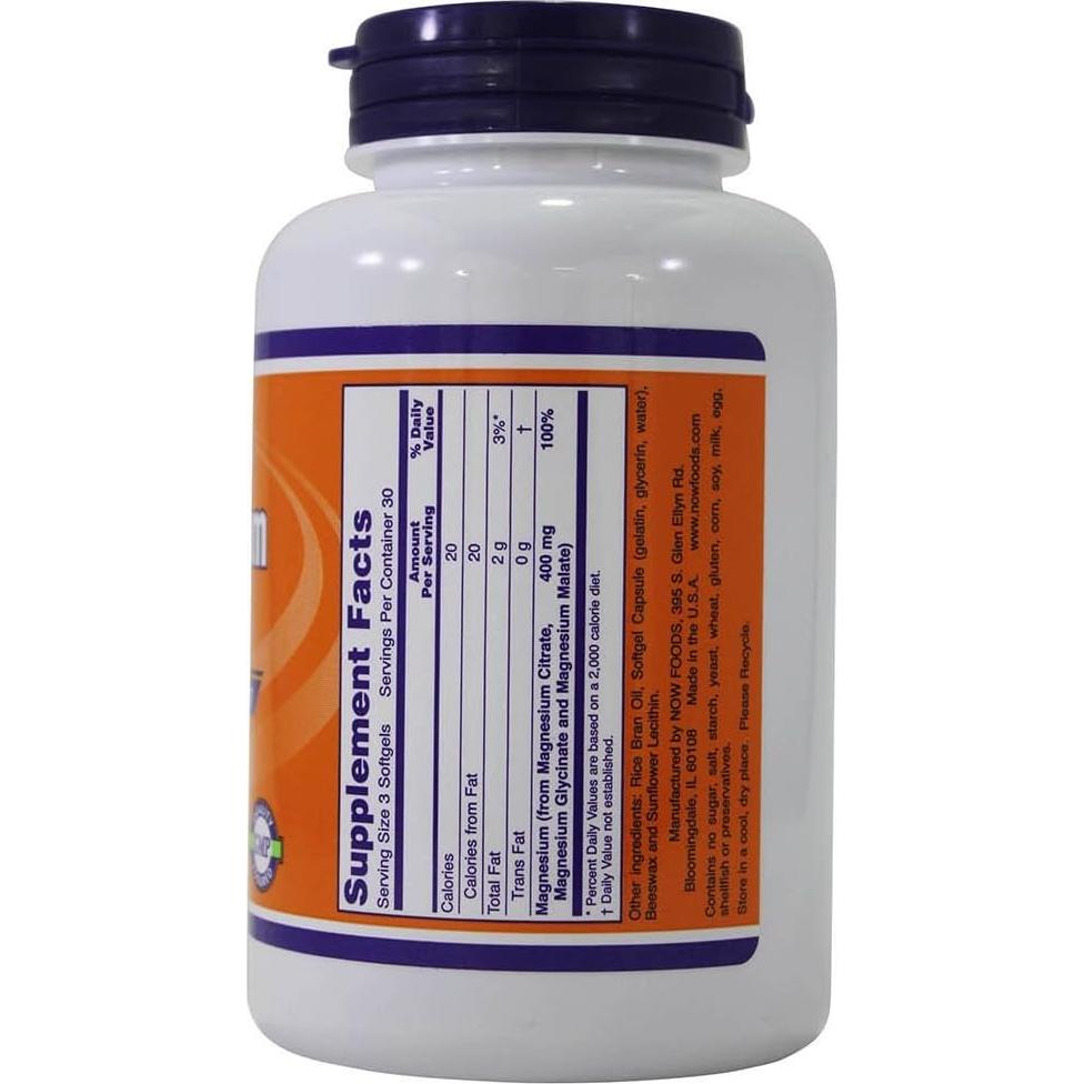 Citrato de Magnesio NOW Foods 134 mg 90 geles Soporte Nervioso