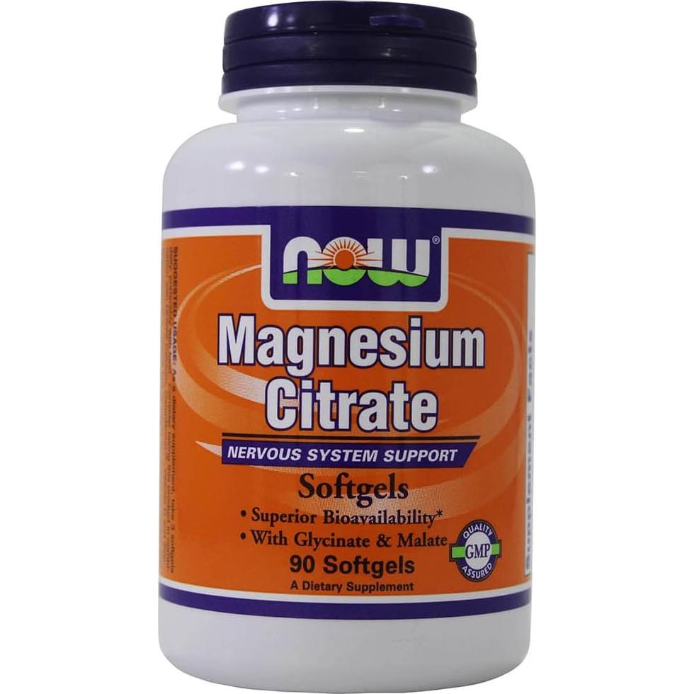 Citrato de Magnesio NOW Foods 134 mg 90 geles Soporte Nervioso