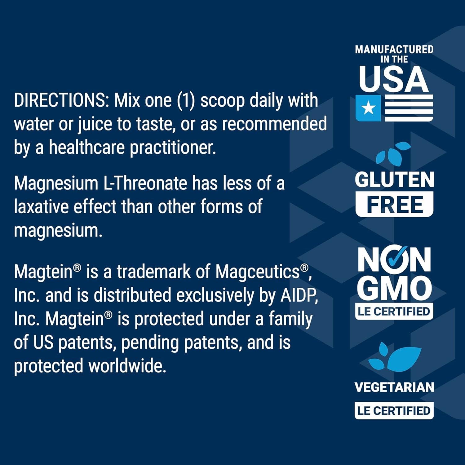 Suplemento de Magnesio L-Treonato Life Extension 30 Porciones