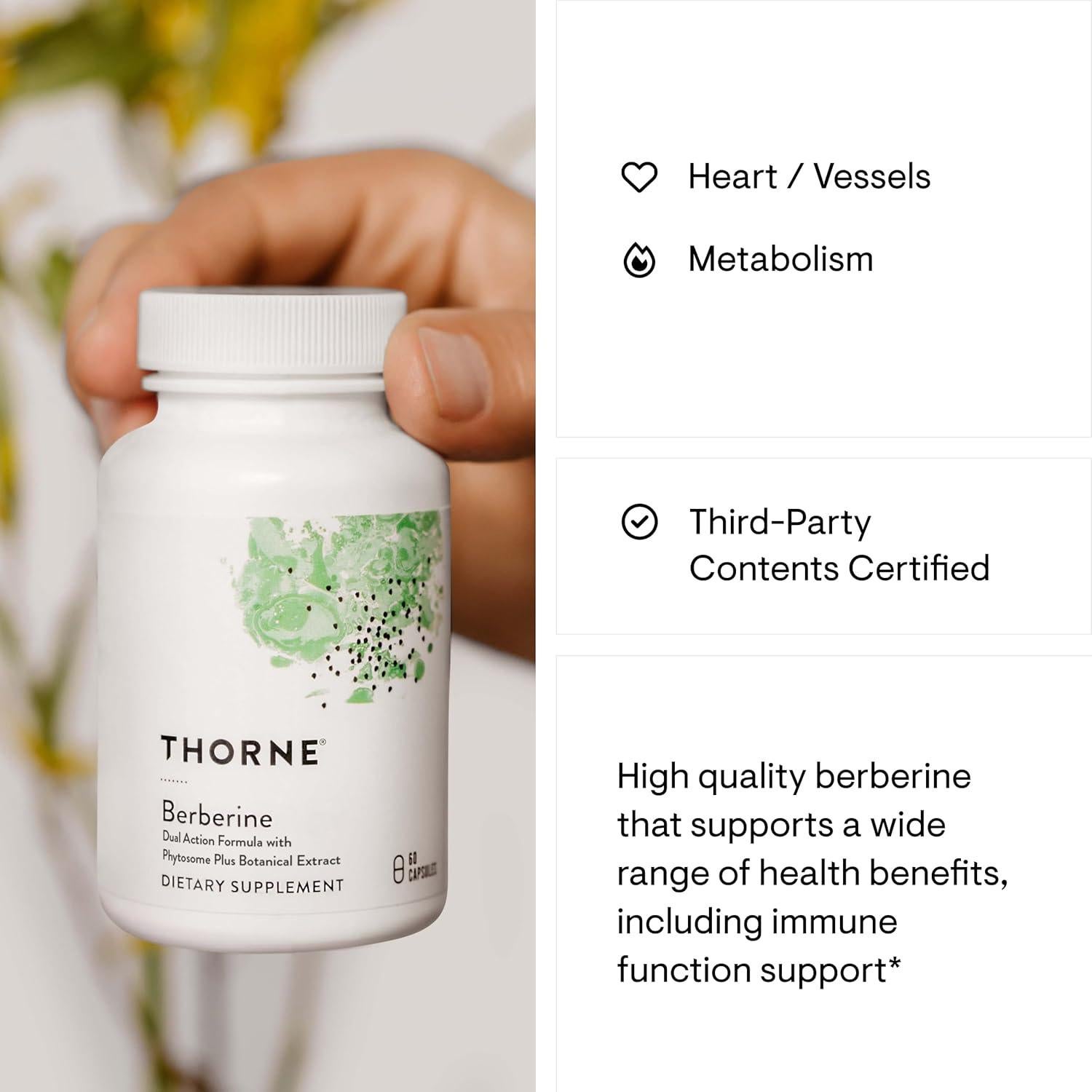 Suplemento de Berberina Thorne - 60 Cápsulas - Salud Corazón