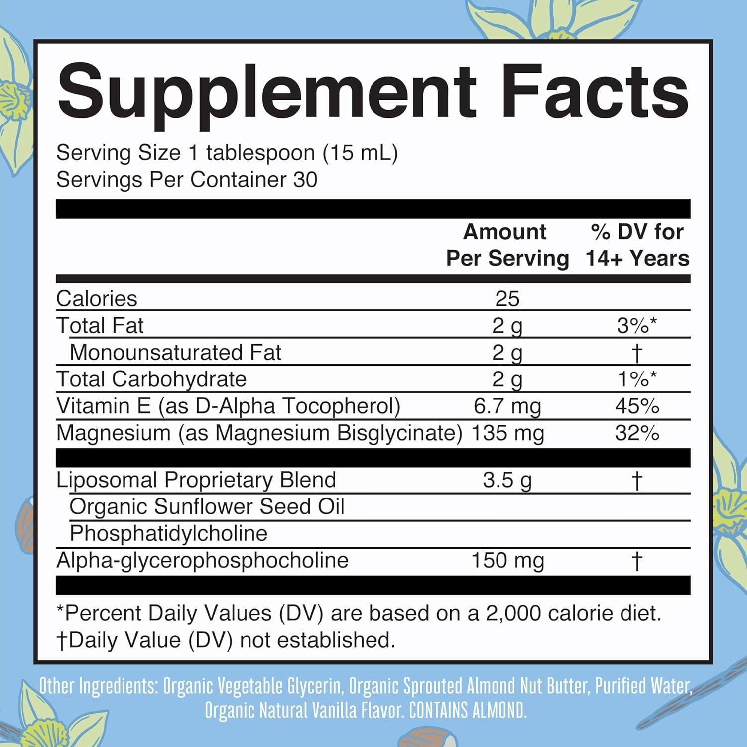 Suplemento Reishi Liposomal MaryRuth 60ml - Magnesio Vainilla