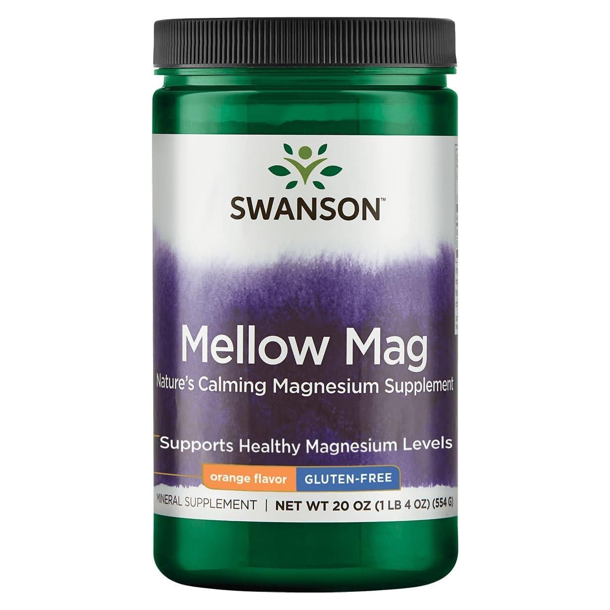 Suplemento de Magnesio en Polvo Swanson 330 mg Vegano Naranja