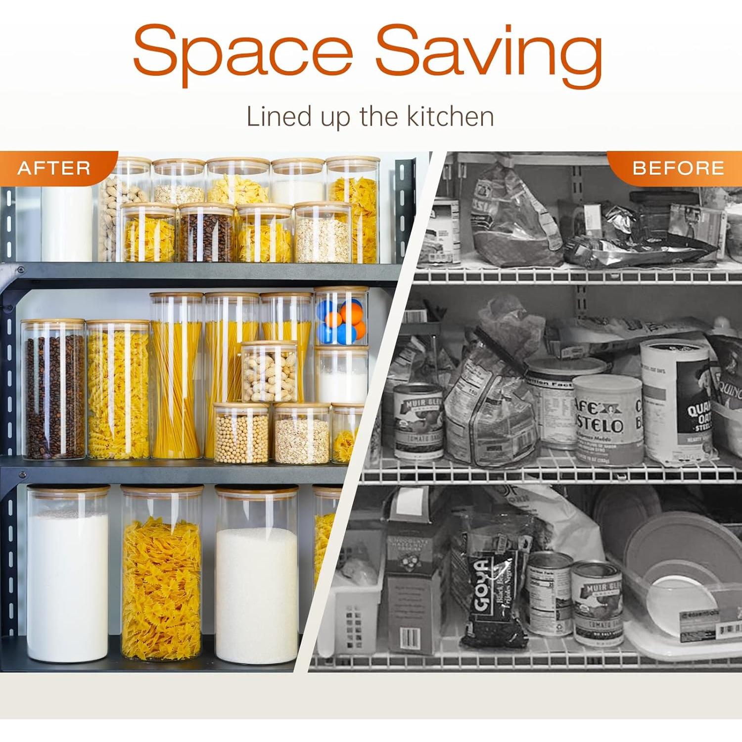 Contenedores de Vidrio HomArtist 3.79L x2 con Tapas de Bambú