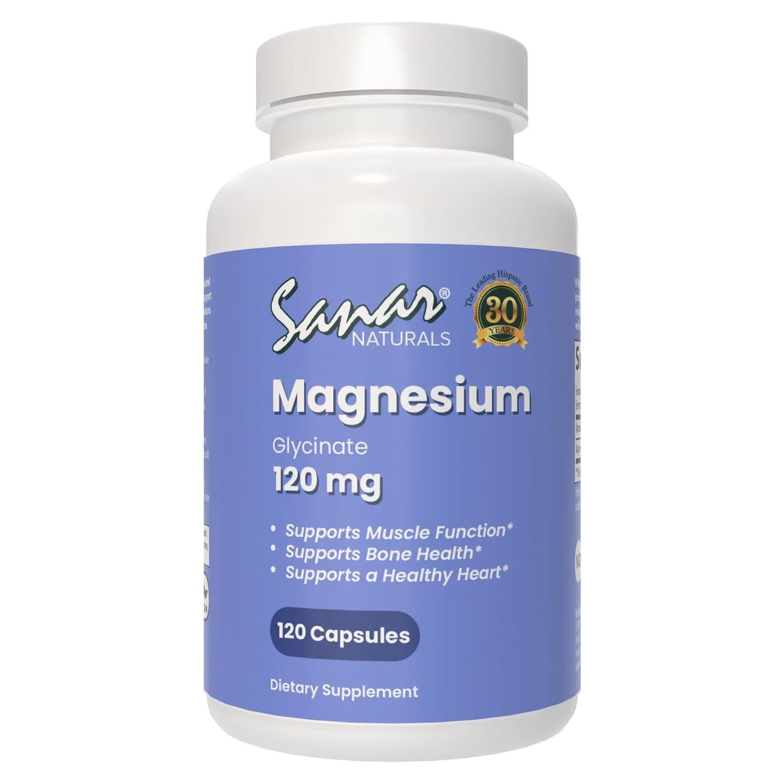 Glicinato de Magnesio Sanar Naturals 120mg 120 Cápsulas