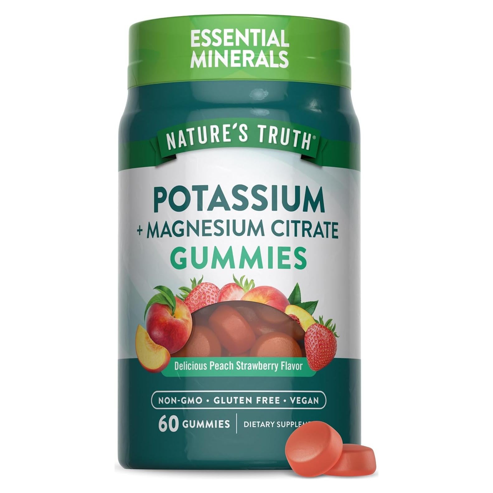 Gomitas Veganas Nature's Truth de Potasio y Magnesio 60 Unidades