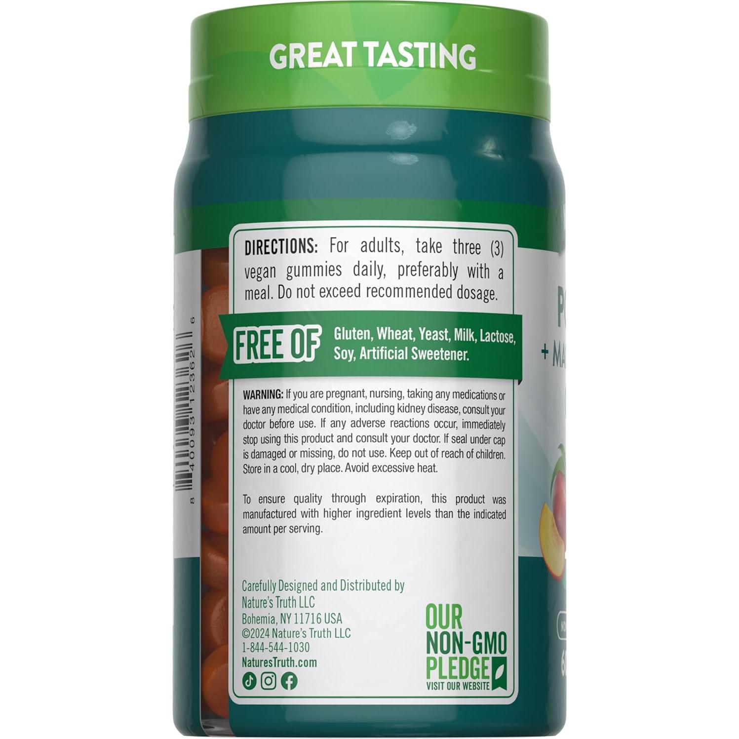 Gomitas Veganas Nature's Truth de Potasio y Magnesio 60 Unidades