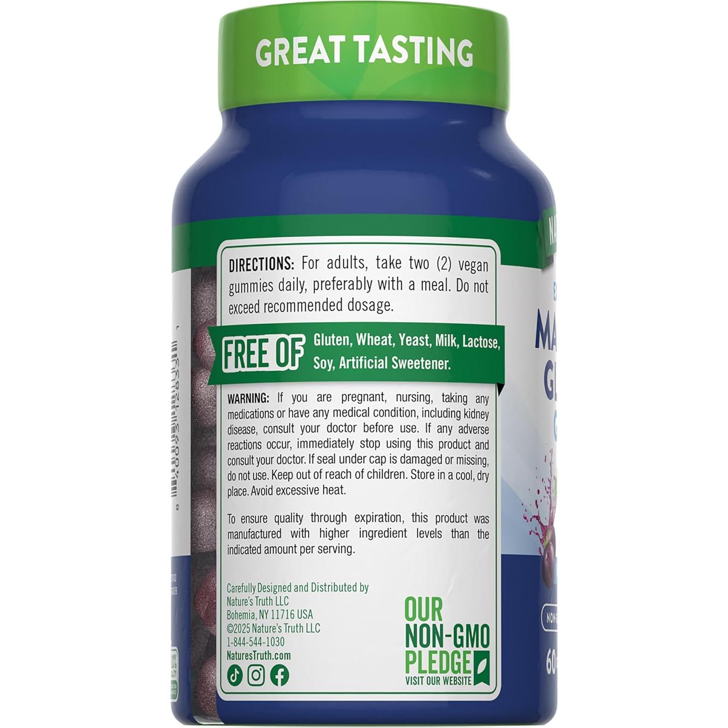 Gomitas de Magnesio Glicinato La Verdad de la Naturaleza 60 Uvas