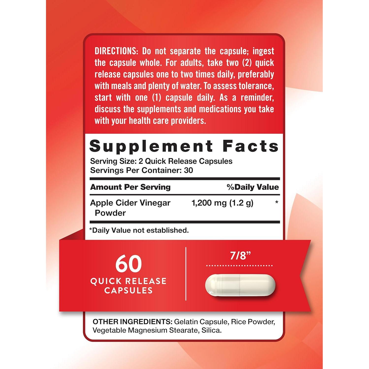 Cápsulas de Vinagre de Manzana Nature's Truth 1200mg 60 Unidades