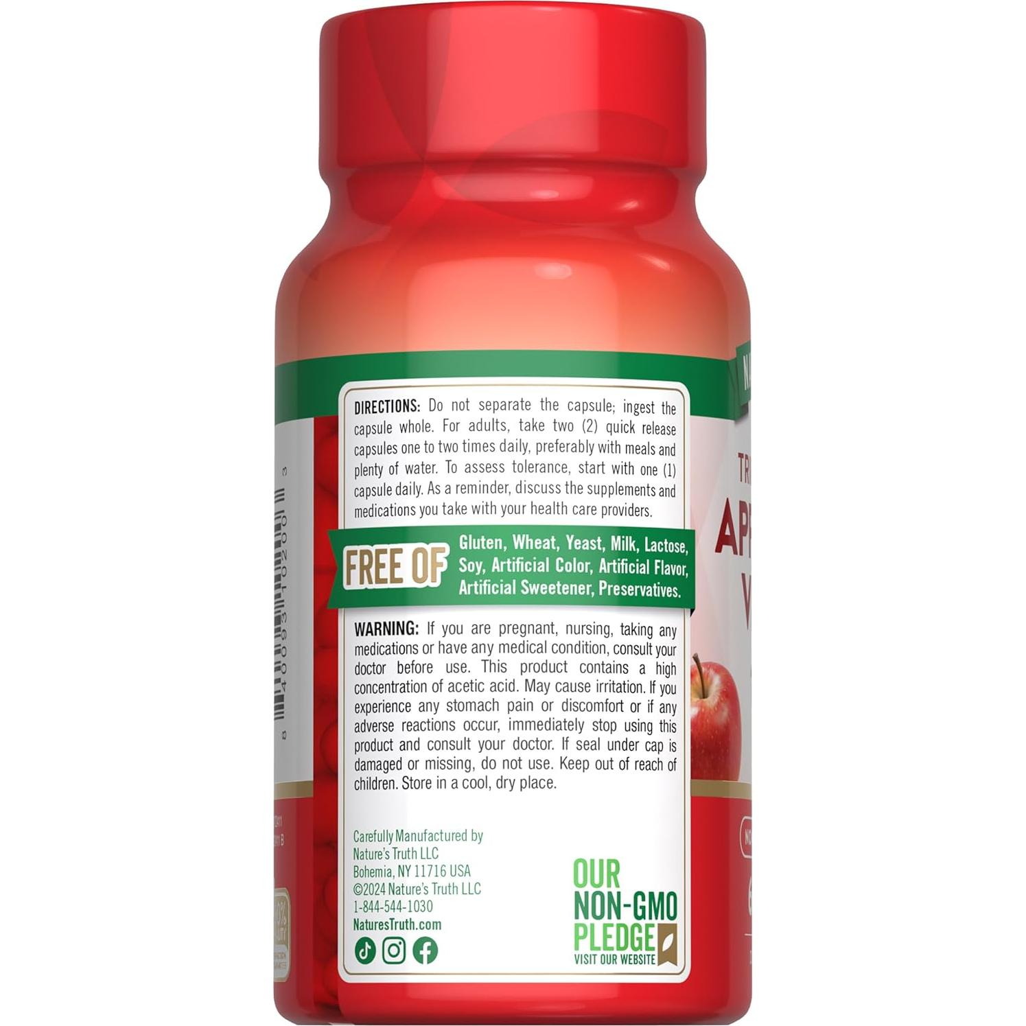 Cápsulas de Vinagre de Manzana Nature's Truth 1200mg 60 Unidades