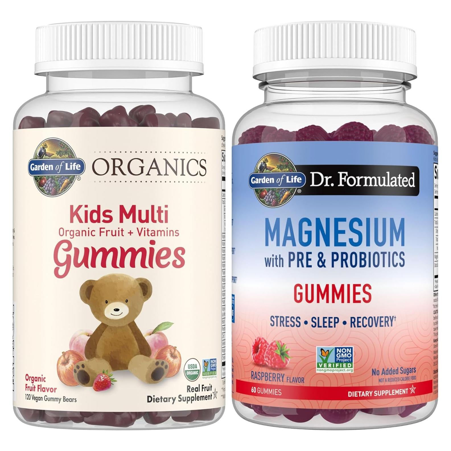 Vitaminas Gummy Orgánicas para Niños Garden of Life 120ct + Magnesio 60ct