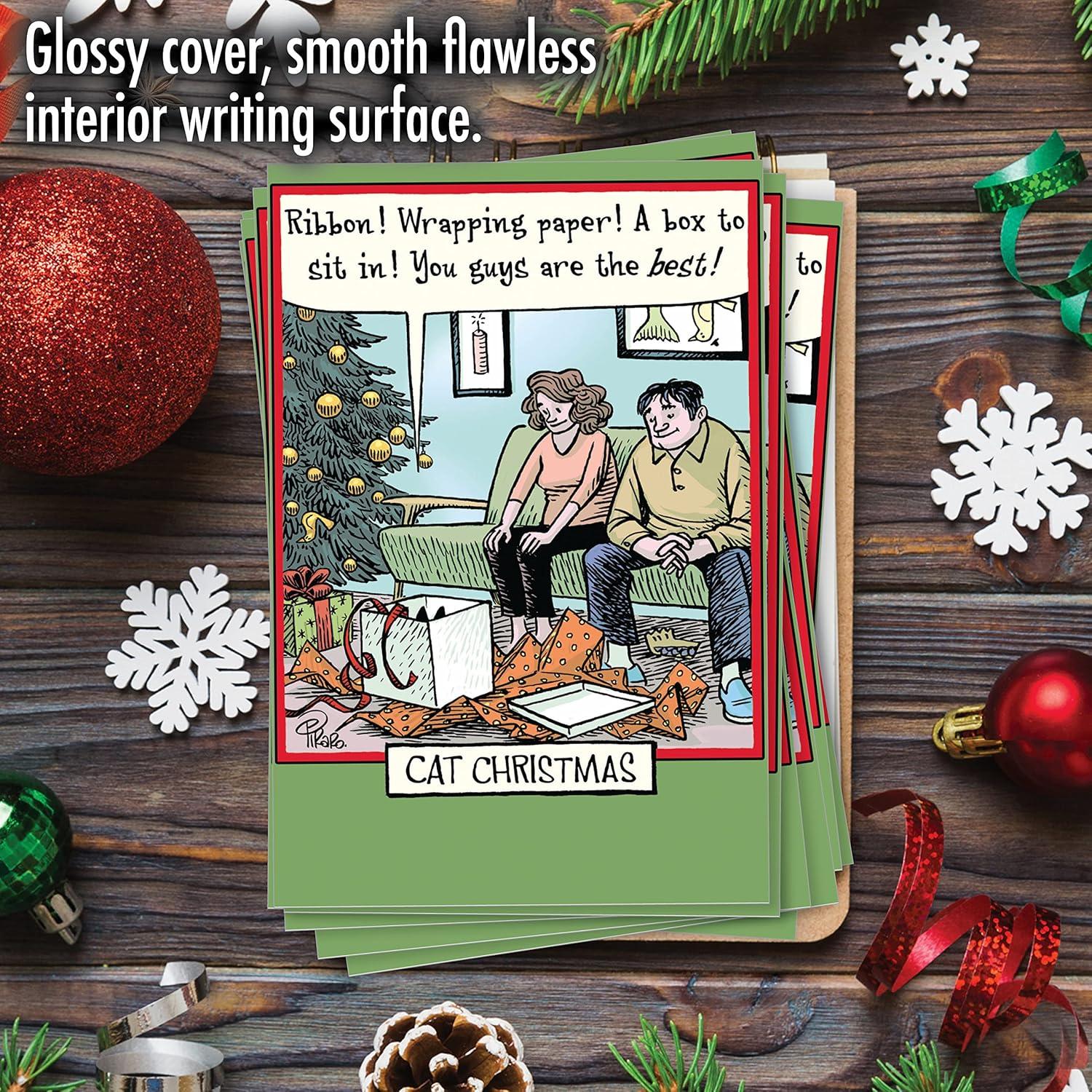 Caja de 12 Tarjetas de Navidad Humorísticas NobleWorks Gato