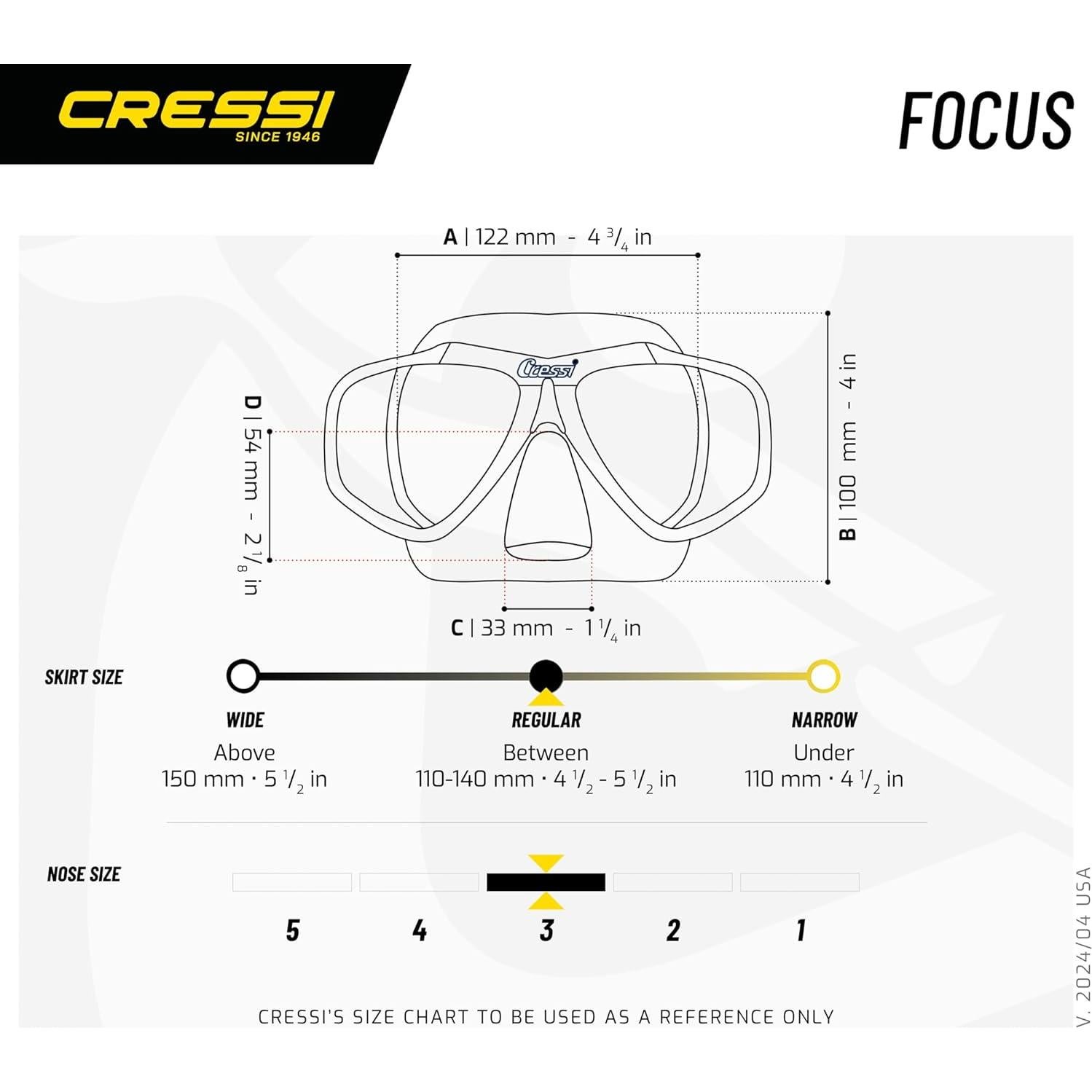 Máscara de buceo Cressi Focus con lentes inclinados