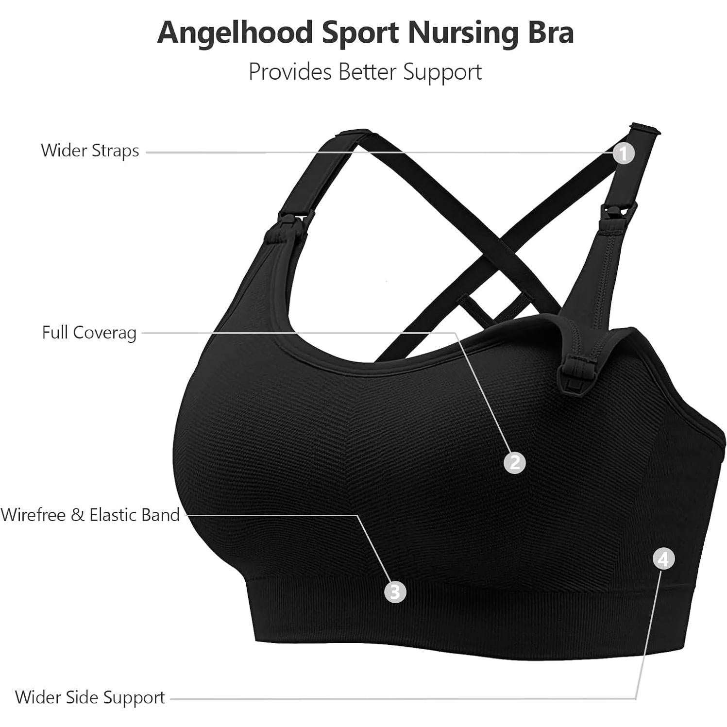 Sostén de Lactancia Angelhood Deportivo Sin Costuras Negro