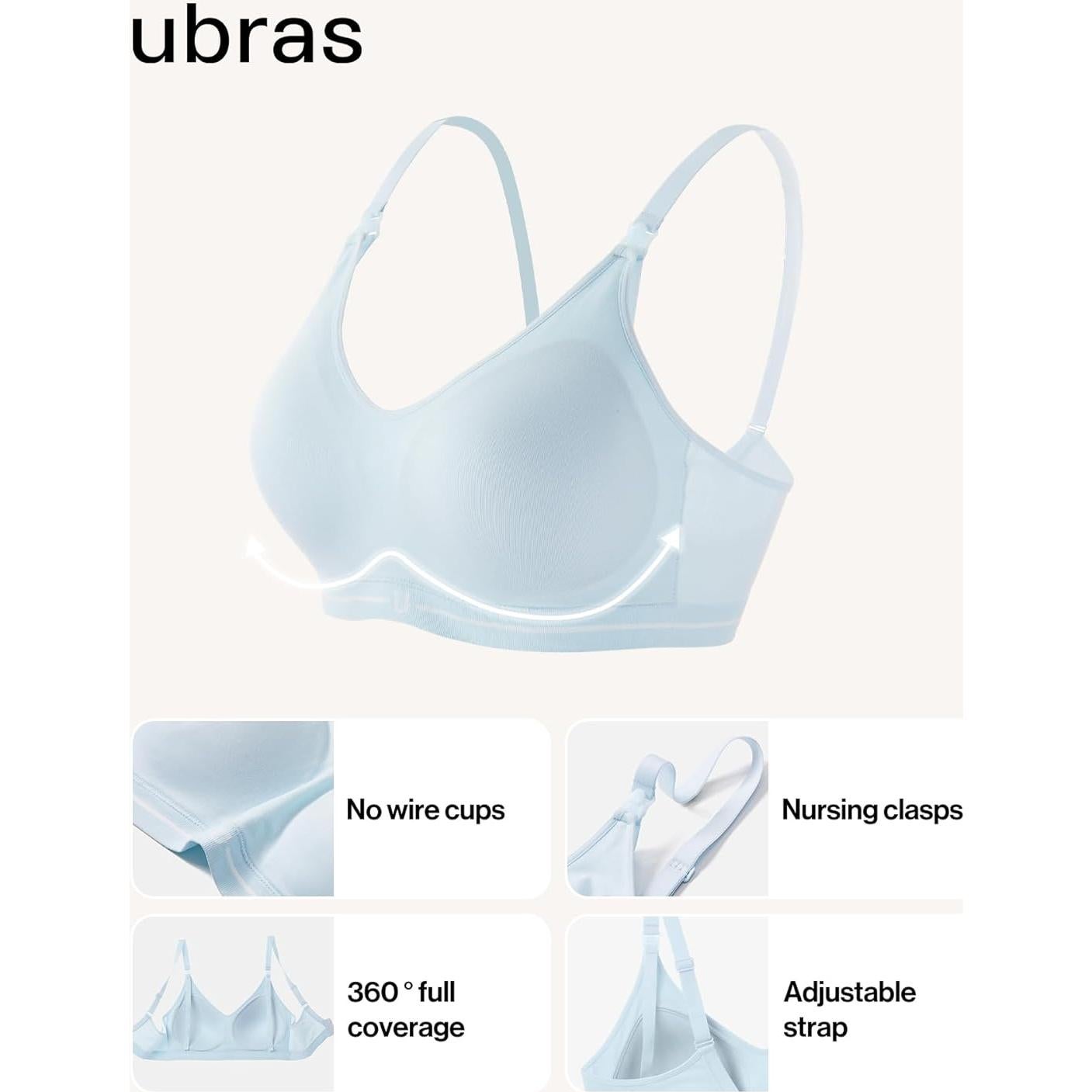 Sujetador de Lactancia Ubras Mediano Azul Bebé Transpirable