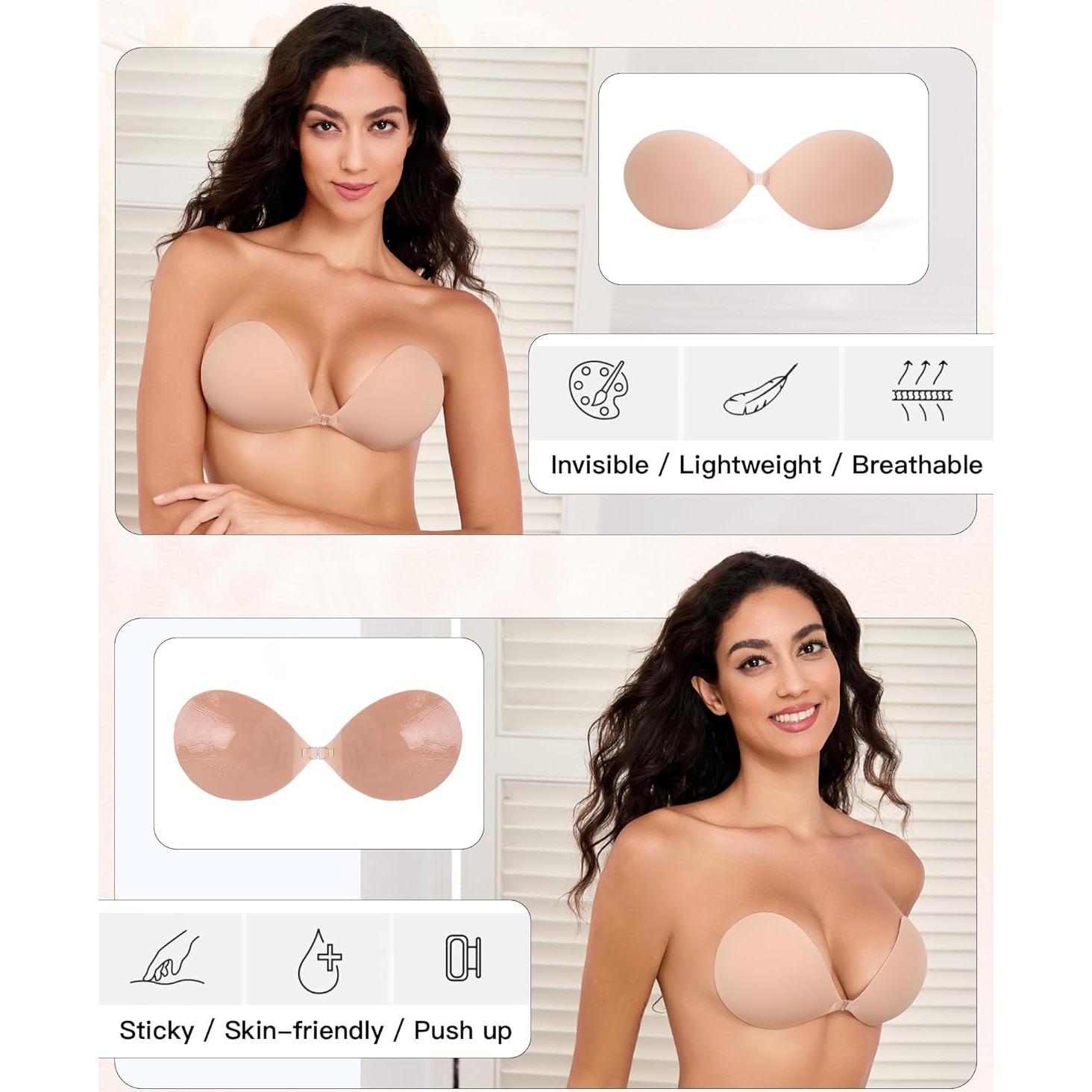 Sujetador Adhesivo Sin Costuras MITALOO Beige Reutilizable