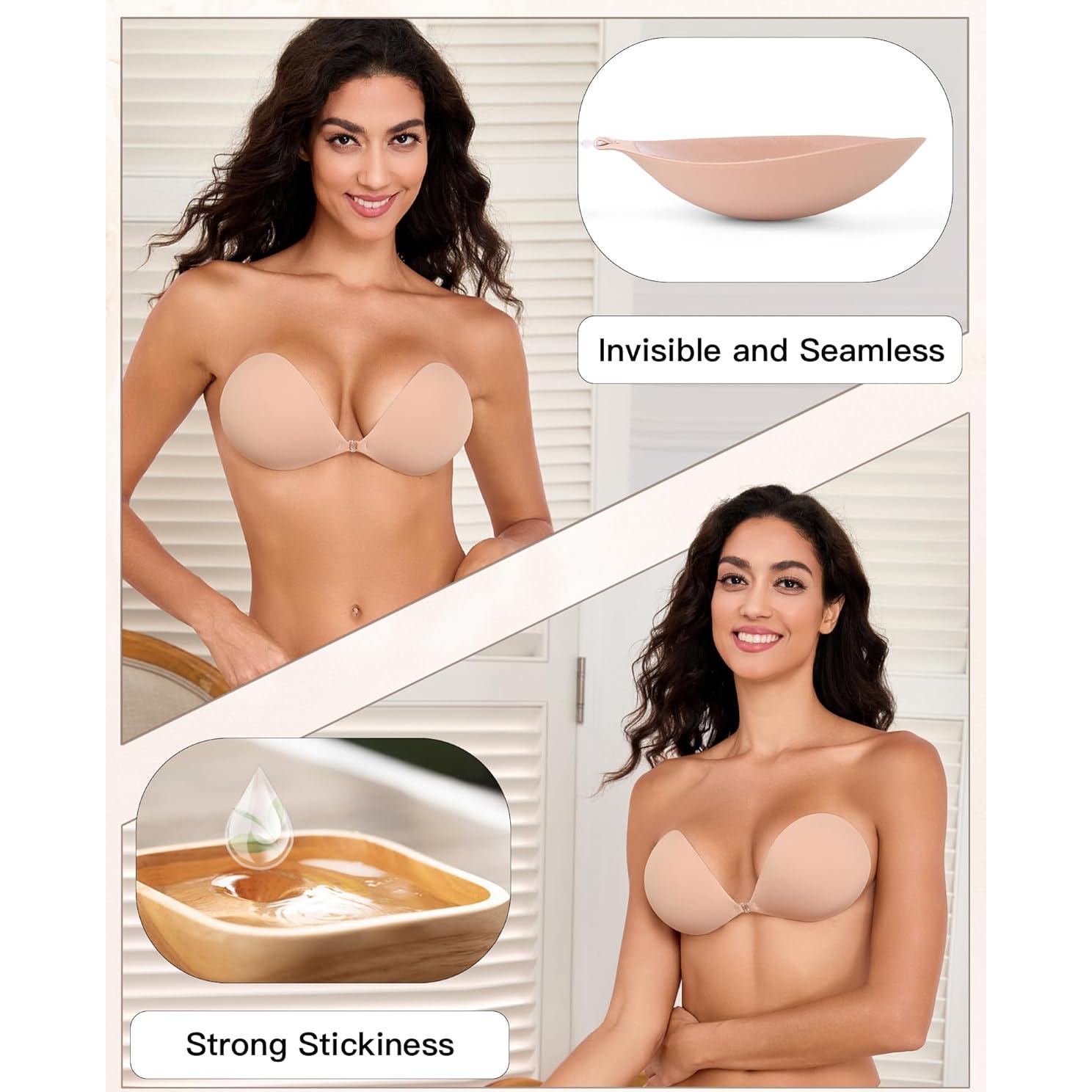 Sujetador Adhesivo Sin Costuras MITALOO Beige Reutilizable