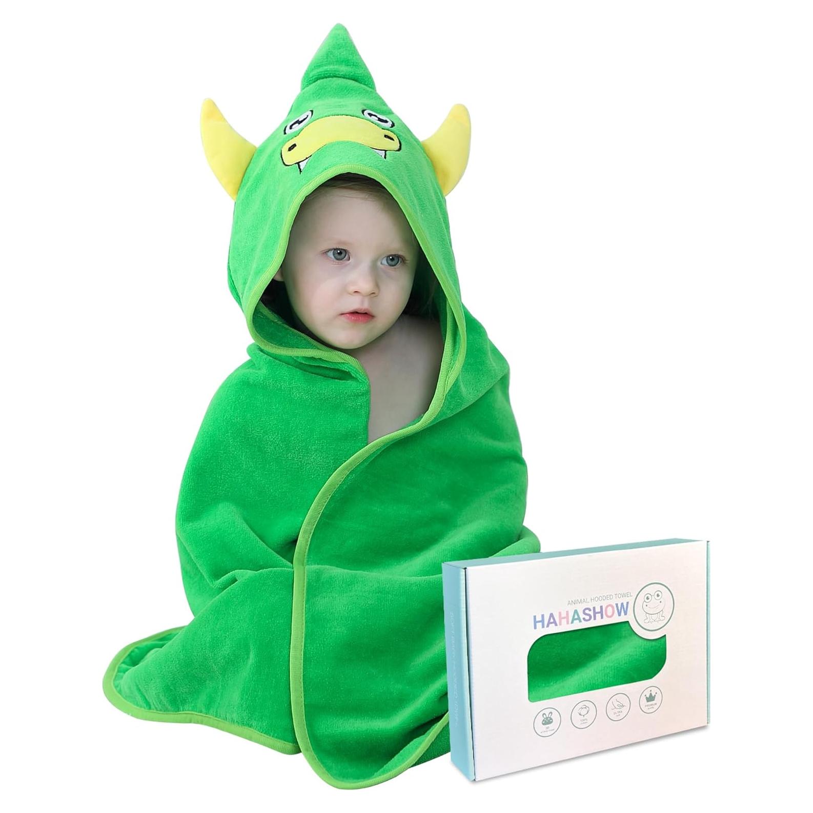 Toalla de Baño con Capucha HAHASHOW Dinosaurio 100% Algodón 89x89 cm