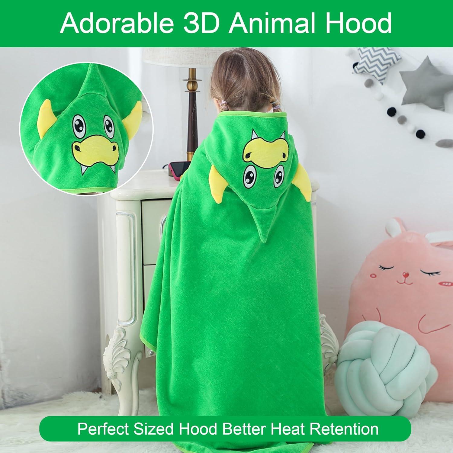 Toalla de Baño con Capucha HAHASHOW Dinosaurio 100% Algodón 89x89 cm