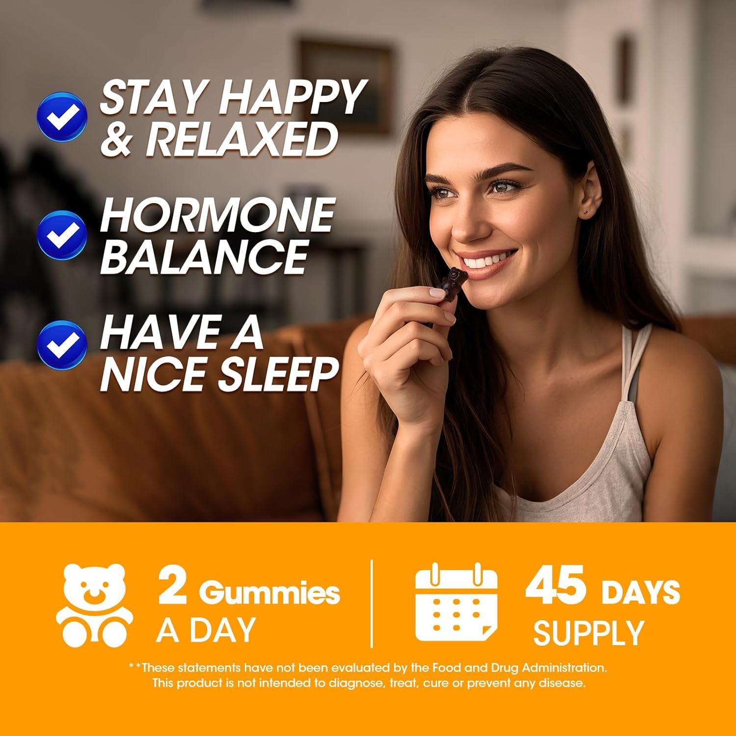 Cortisol Supplements for Women & Men, 15-in-1 Calm Cortisol Gummies with Ashwagandha, Magnesium, L-theanine, GABA, Phosphatidylserine, Vitamin C, D3, B6 for Mood, Sleep, Focus Support - Vegan, 90CT