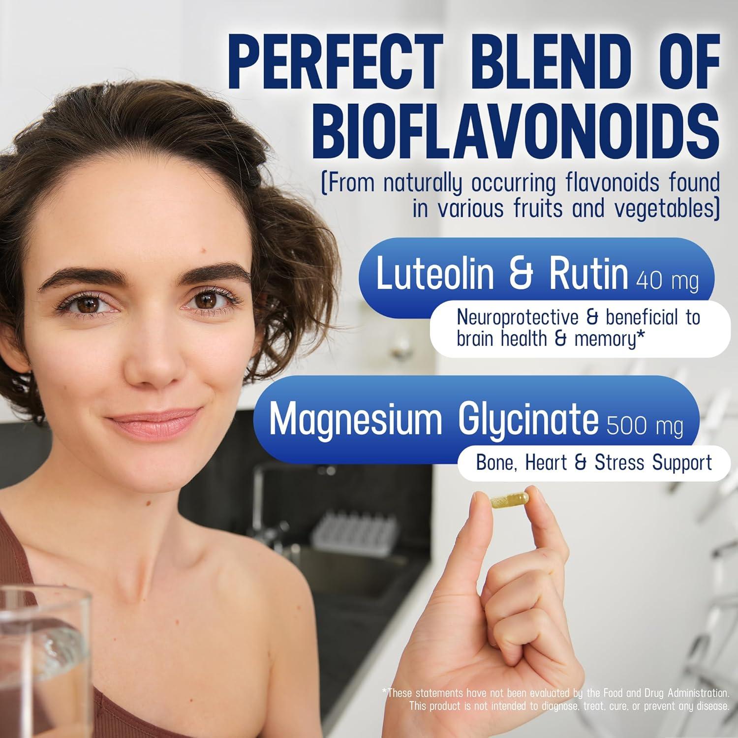 Lutimax Magnesio Glicinato 500mg con Luteolina y Rutin - 90 Cápsulas Veganas