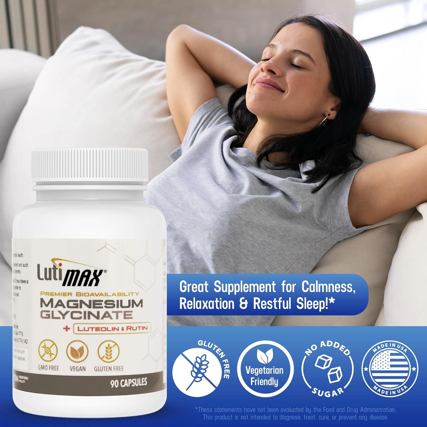 Lutimax Magnesio Glicinato 500mg con Luteolina y Rutin - 90 Cápsulas Veganas
