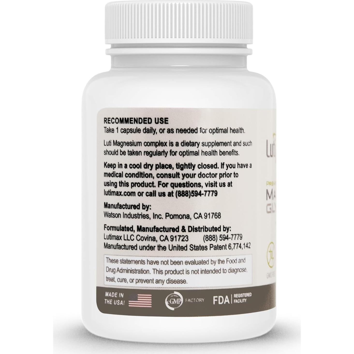 Lutimax Magnesio Glicinato 500mg con Luteolina y Rutin - 90 Cápsulas Veganas