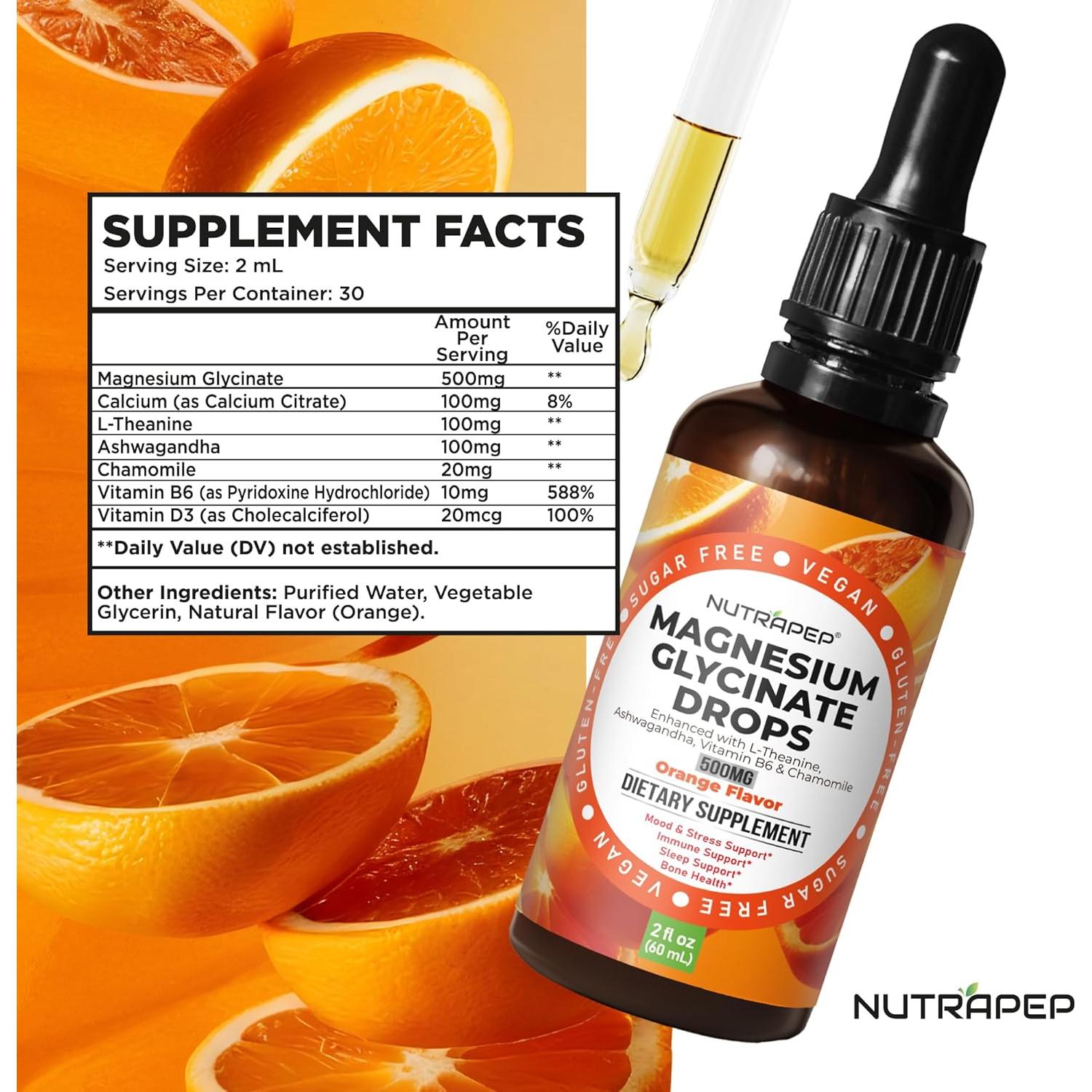 Gotas de Glicinato de Magnesio NutraPep 500mg - Apoyo Sueño y Estrés