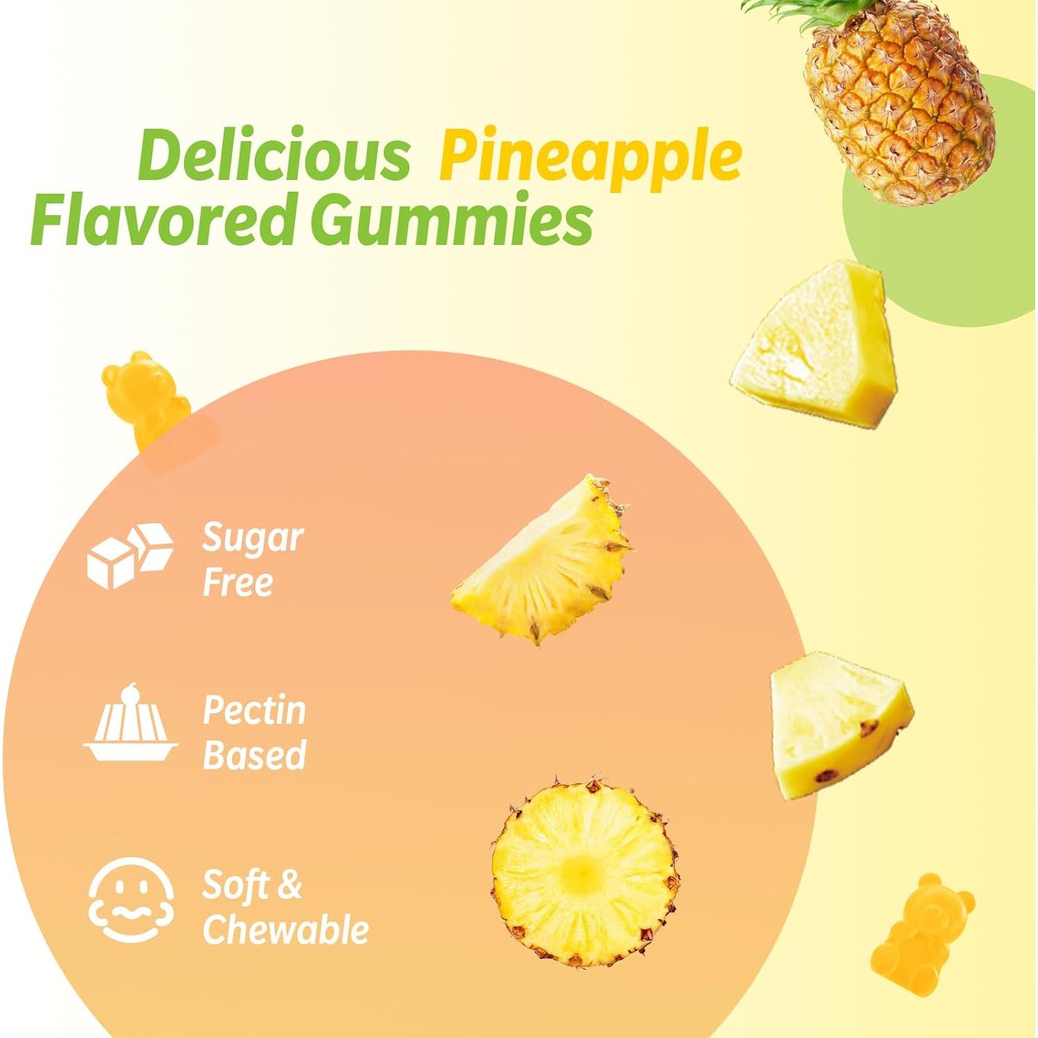 Gomas de Magnesio Glicinato Zetelixia 200mg Sabor Piña 60 Unidades