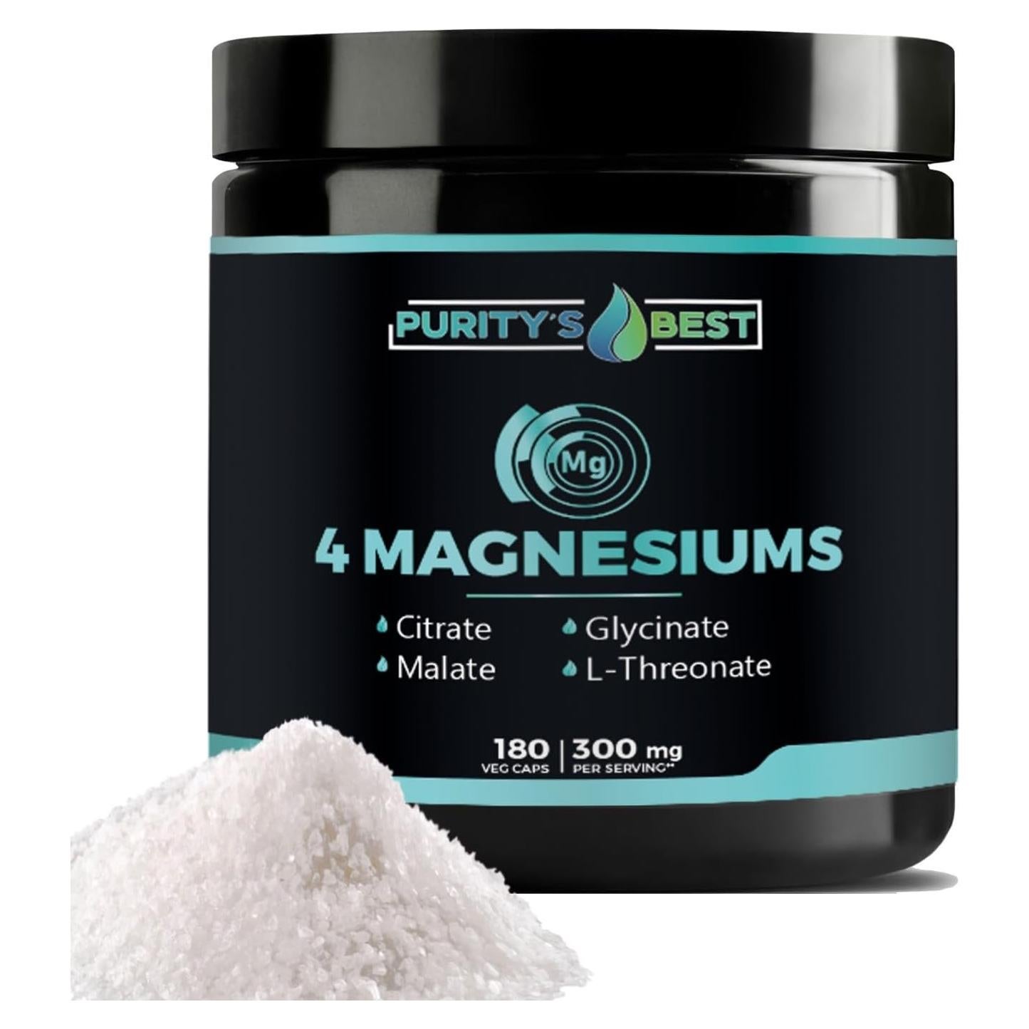 4 Magnesios Purity 300mg - Glicinato, Malato, L-Treonato, Citrato