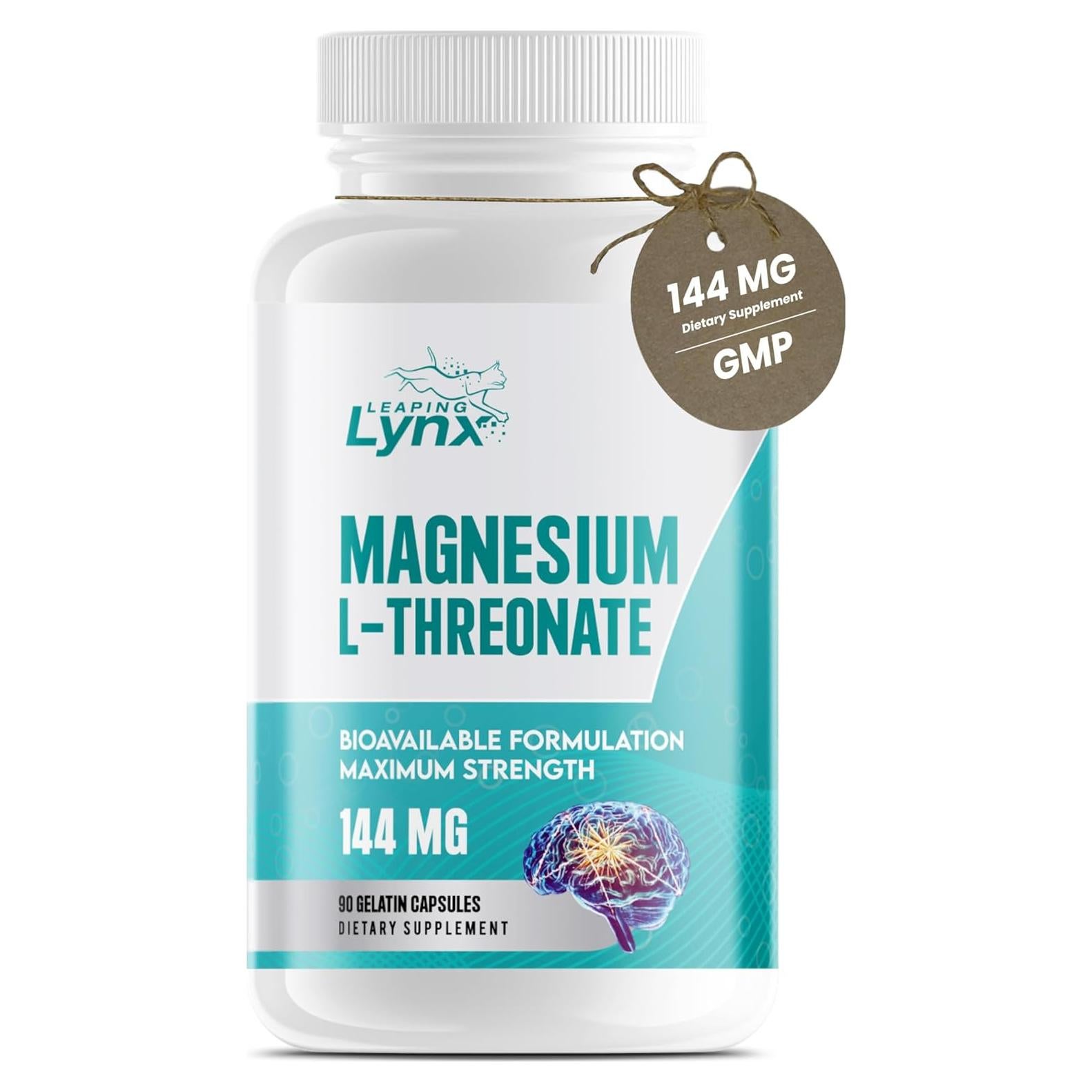 Magnesio L-Treonato Orgánico Puro 2000 mg Leaping Lynx - 90 Cápsulas