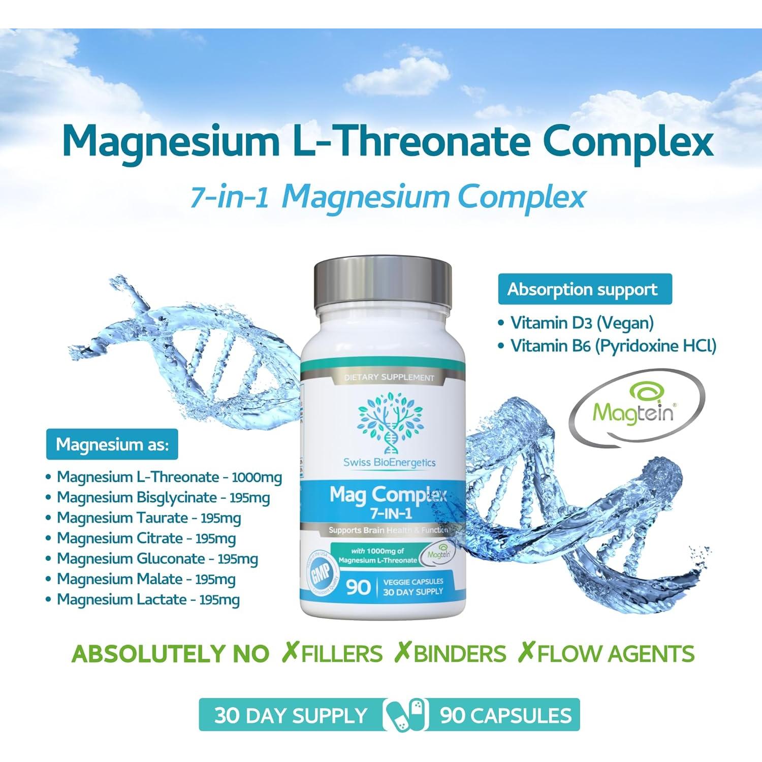 Complejo de Magnesio 7-en-1 Swiss Bioenergetics 1000mg Vegano