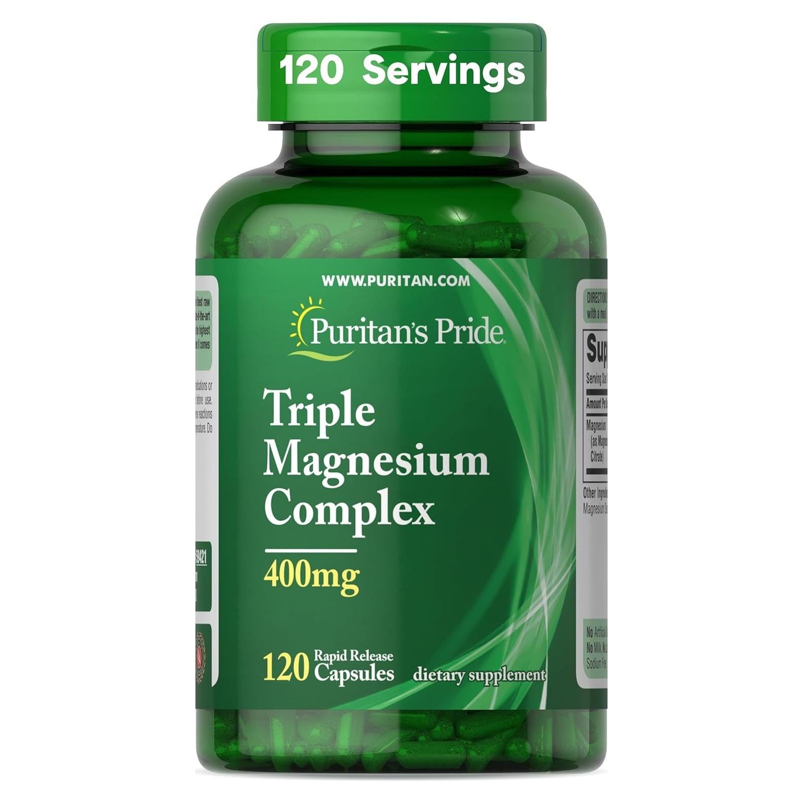 Complejo de Magnesio Triple Puritan's Pride 400mg 120 Cápsulas