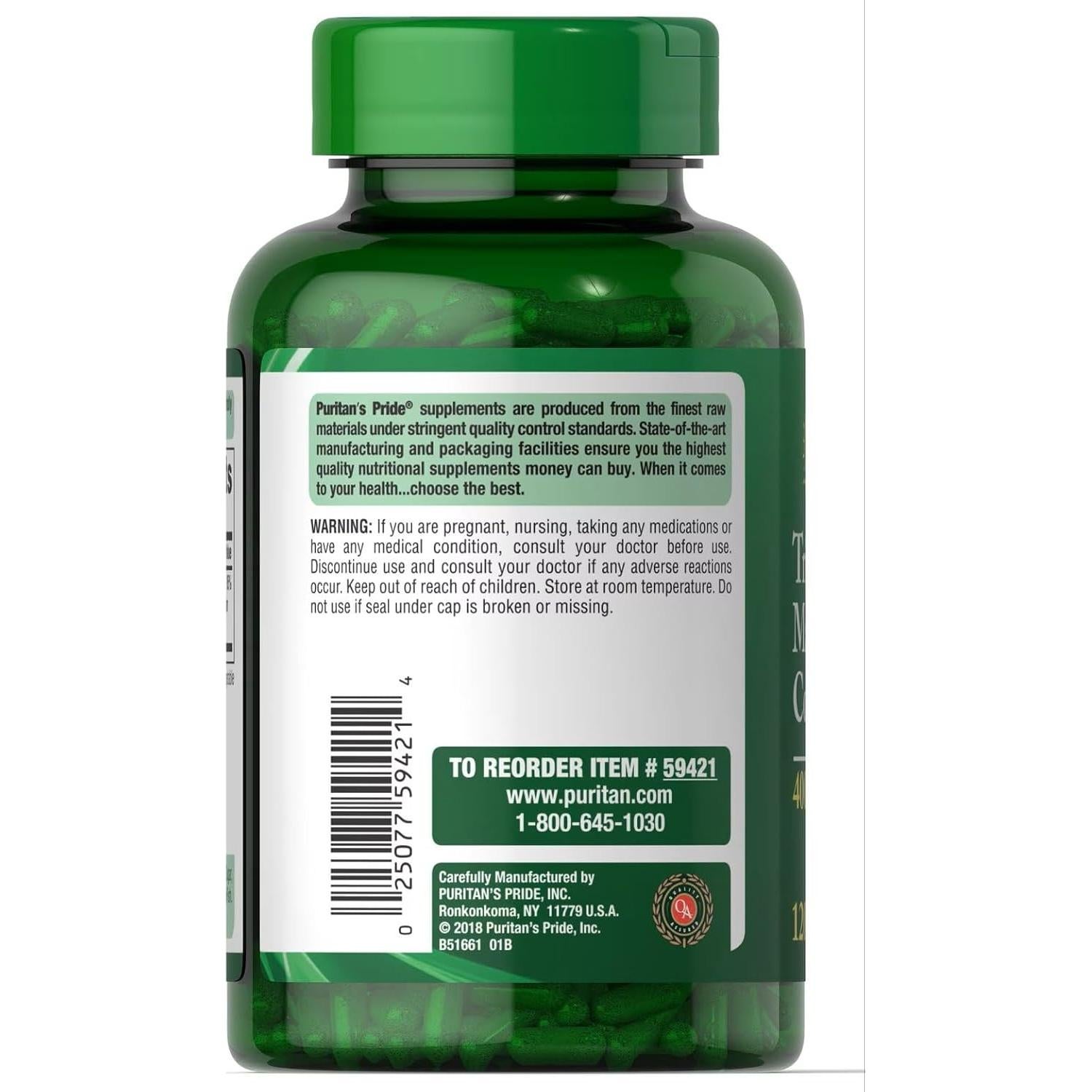 Complejo de Magnesio Triple Puritan's Pride 400mg 120 Cápsulas