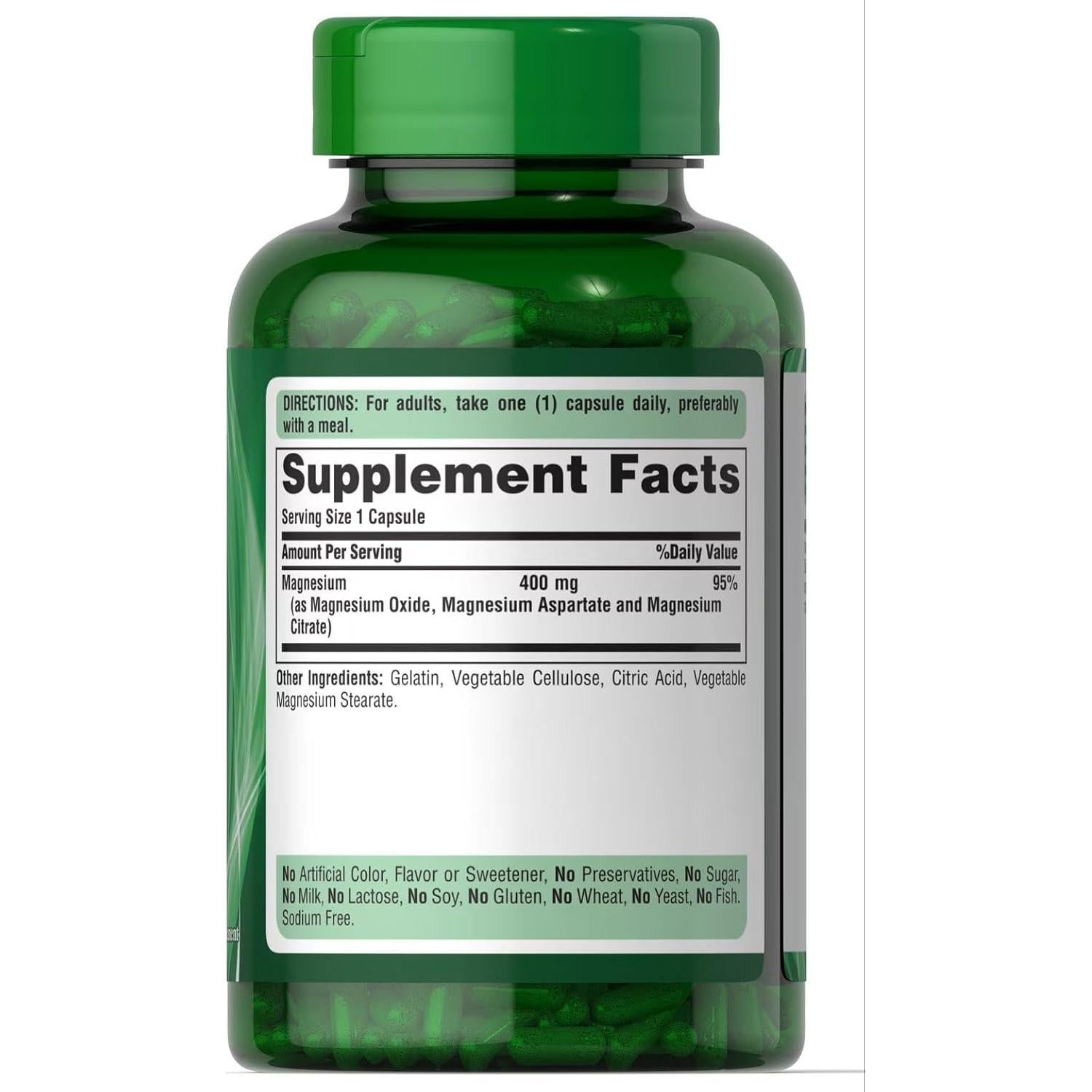 Complejo de Magnesio Triple Puritan's Pride 400mg 120 Cápsulas