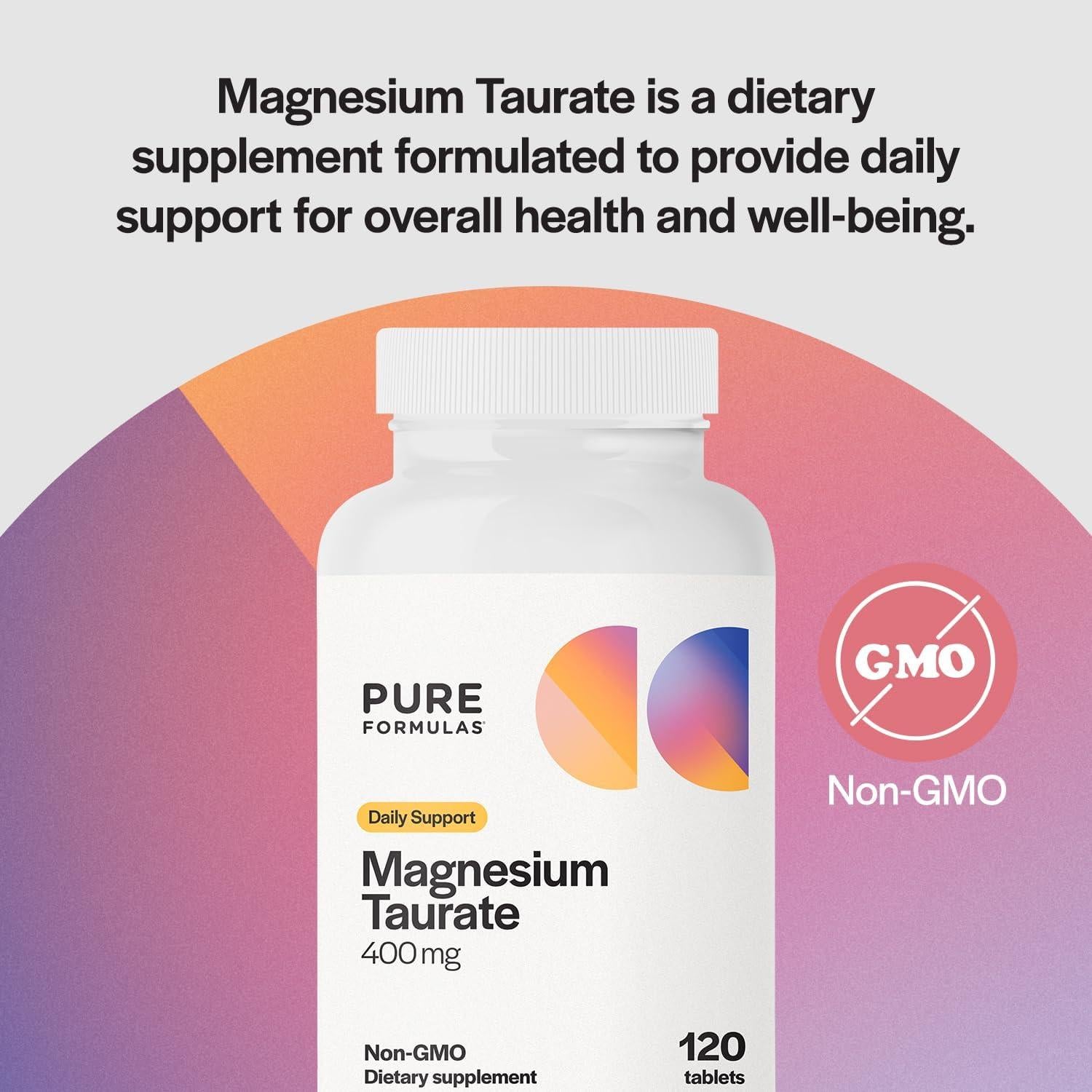 Suplemento de Magnesio Taurato PureFormulas 400mg 120 Tabletas