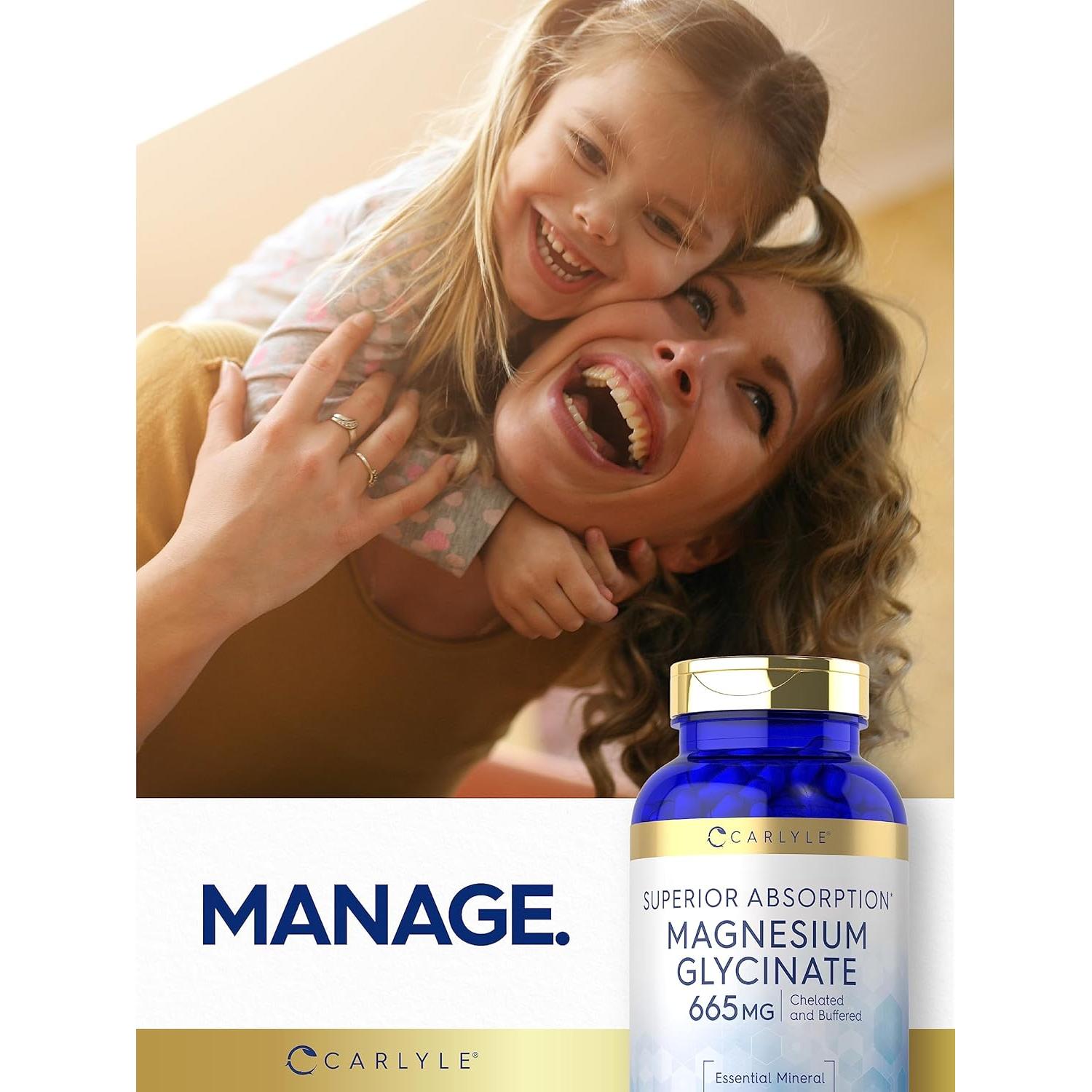 Glicinato de Magnesio Carlyle 665 mg 250 Cápsulas Sin OGM
