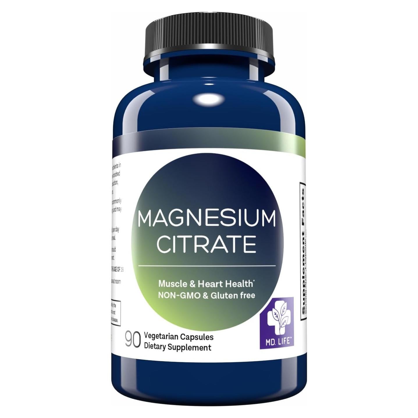 Citrato de Magnesio 250 mg MD.Life - 90 Cápsulas Fáciles de Tragar
