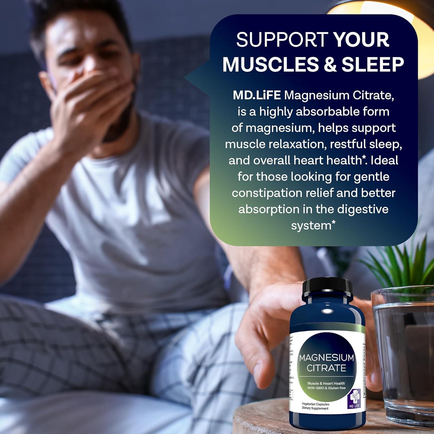Citrato de Magnesio 250 mg MD.Life - 90 Cápsulas Fáciles de Tragar