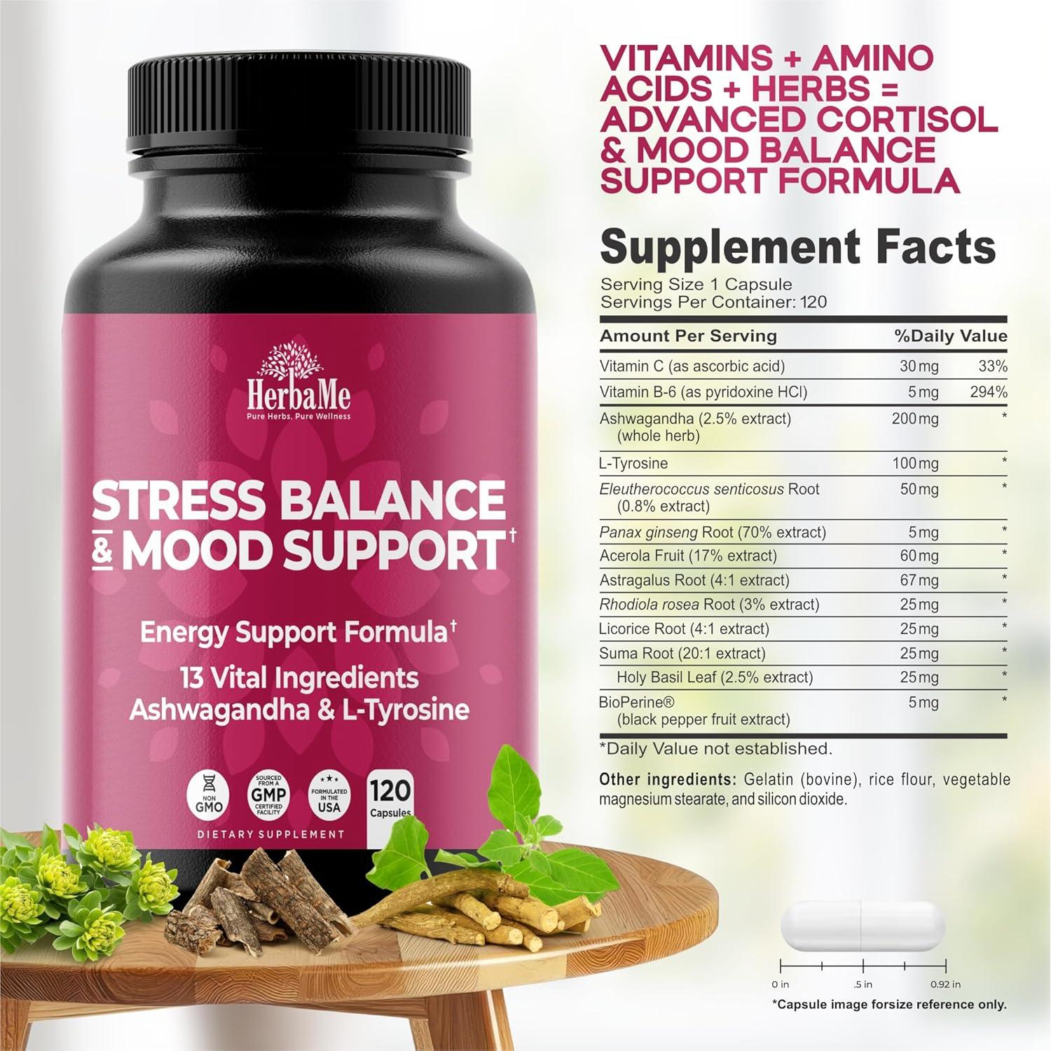 Suplemento de Cortisol y Estado de Ánimo Ashwagandha 120 Cápsulas