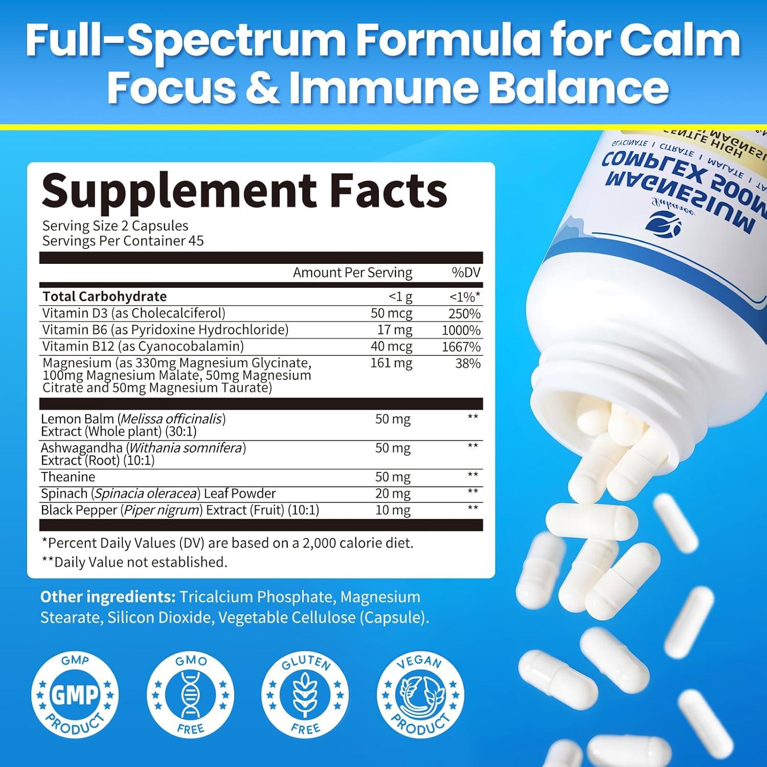 Complejo de Magnesio 500mg Lukaree - 90 Cápsulas Veganas