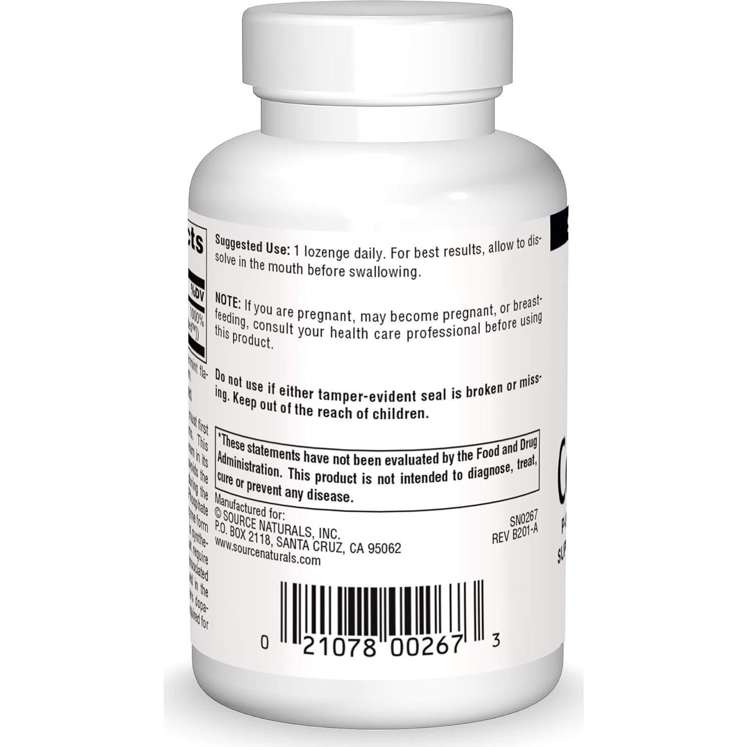 Coenzima B-6 Source Naturals 25 mg - 120 Pastillas Rápidas