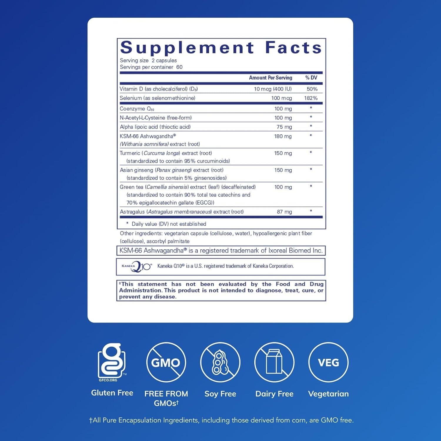 Suplemento Antioxidante Pure Encapsulations PureCell 120 Cápsulas